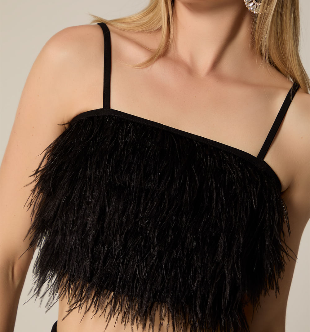 Blusa Tiras Con Plumas