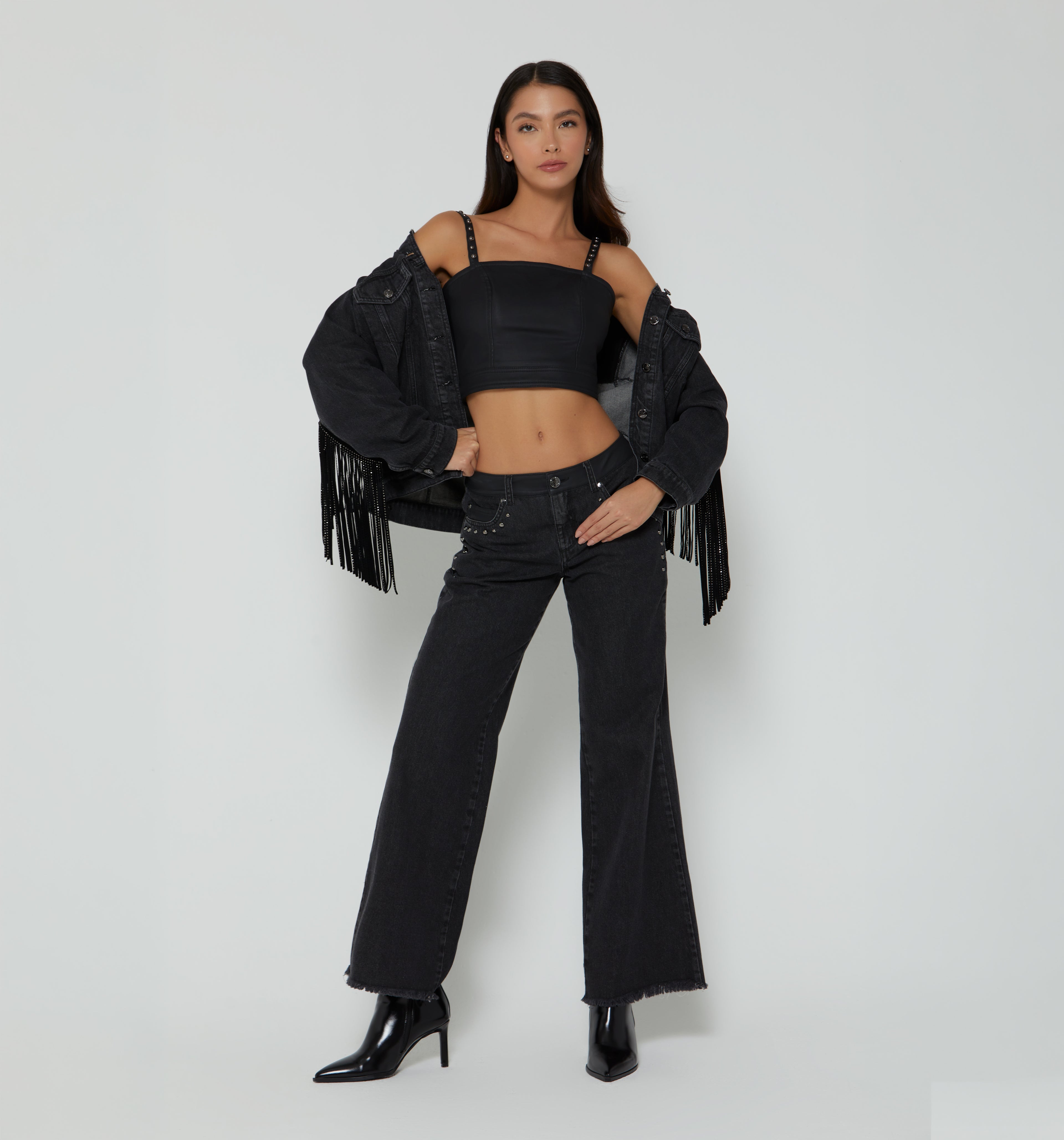 Blusa Crop De Tiras Taches En Pu