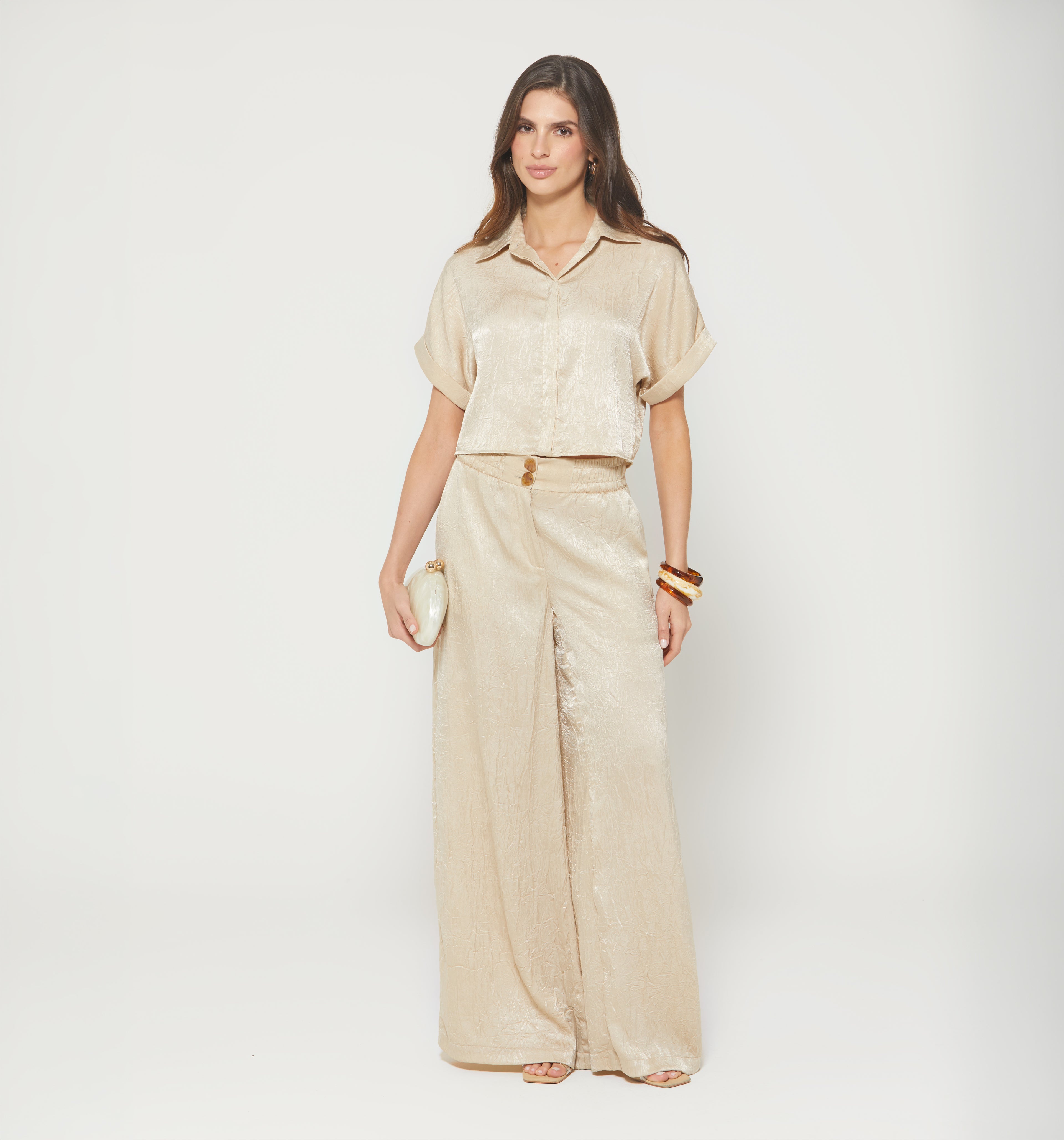 Blusa Camisera Boxy Manga Corta Seguida