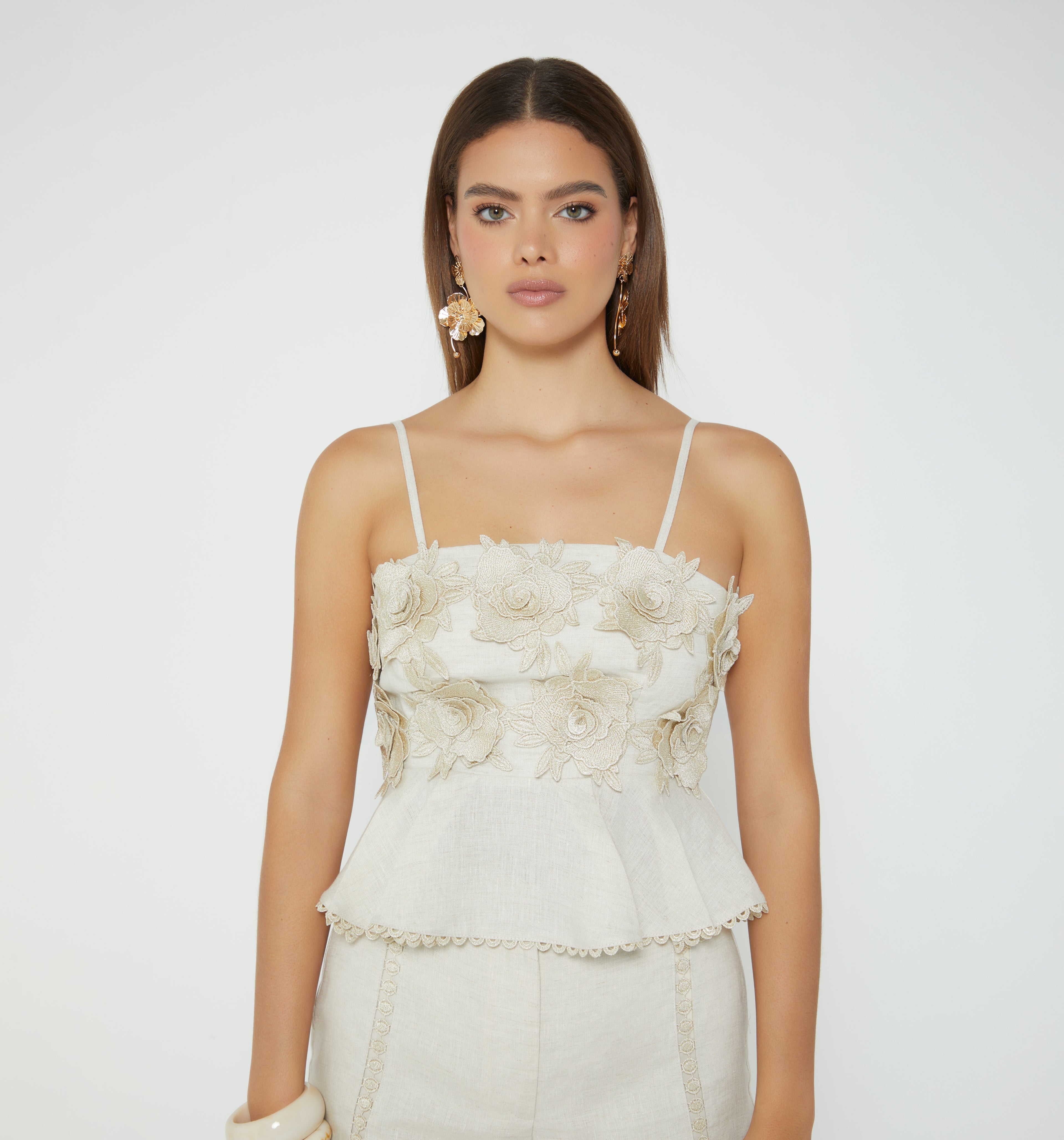 Blusa Peplum Con Flores