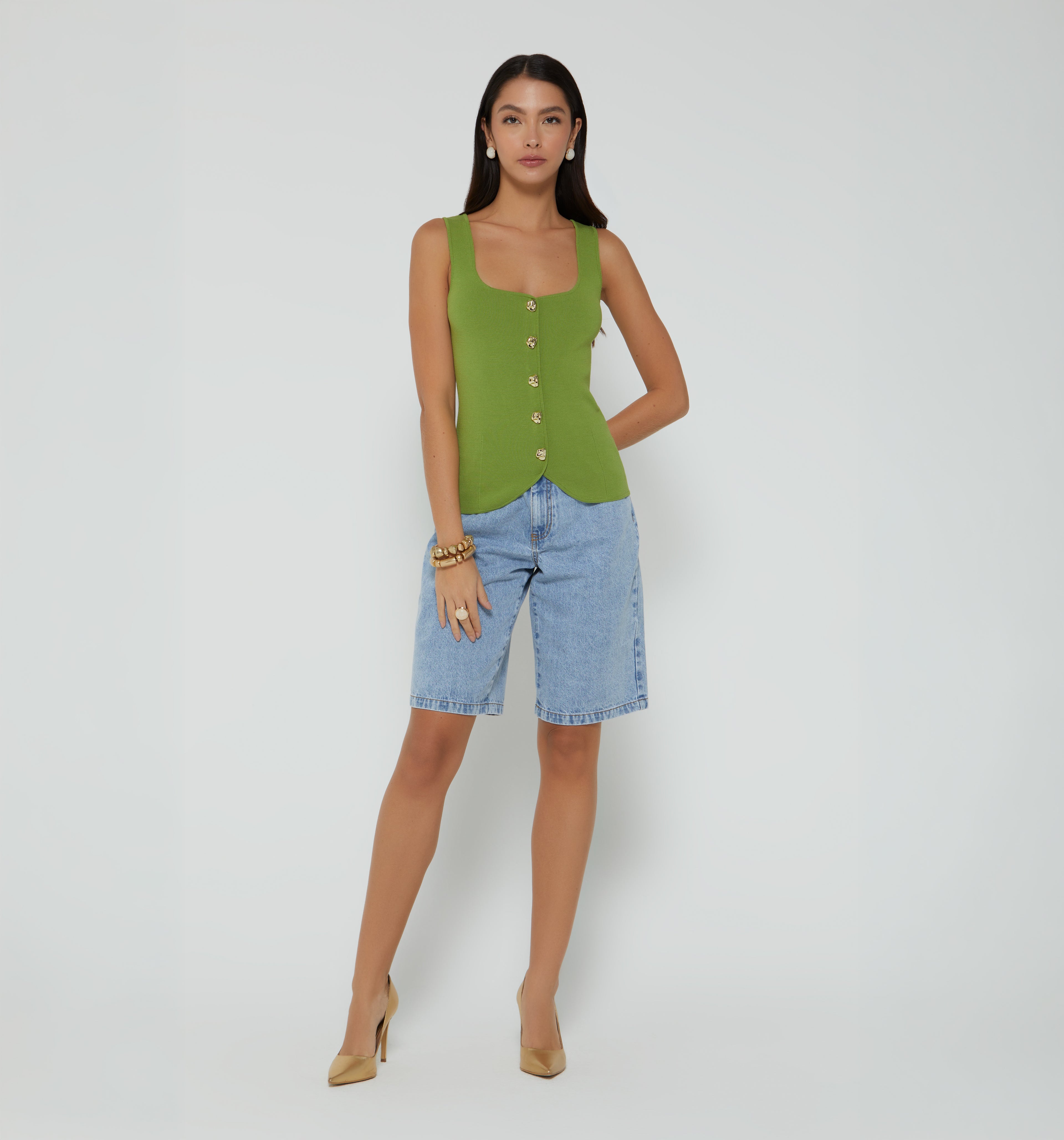 Blusa Tejida Manga Sisa Con Botones