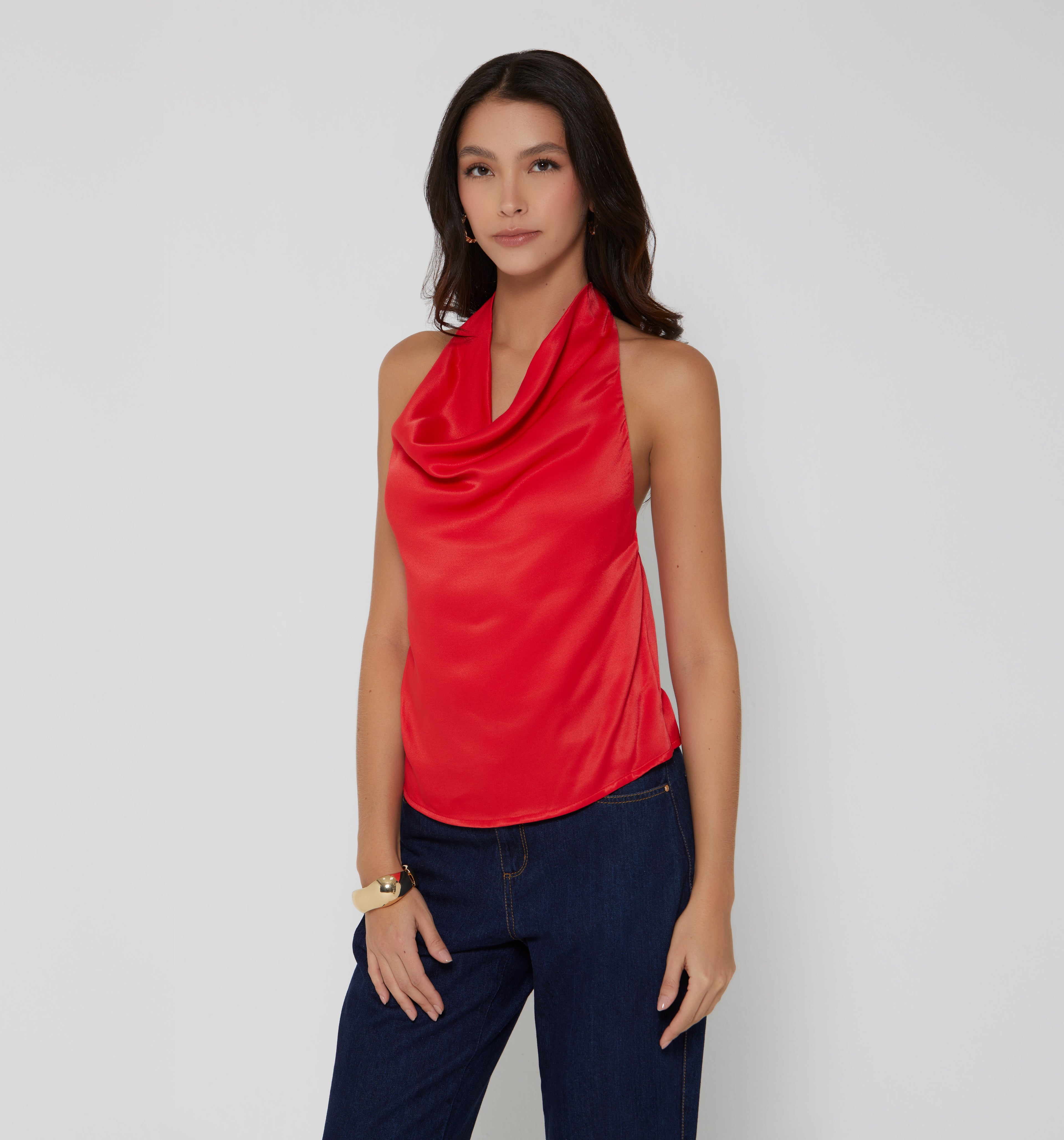 Blusa Blusa Halter De Amarre En Espalda