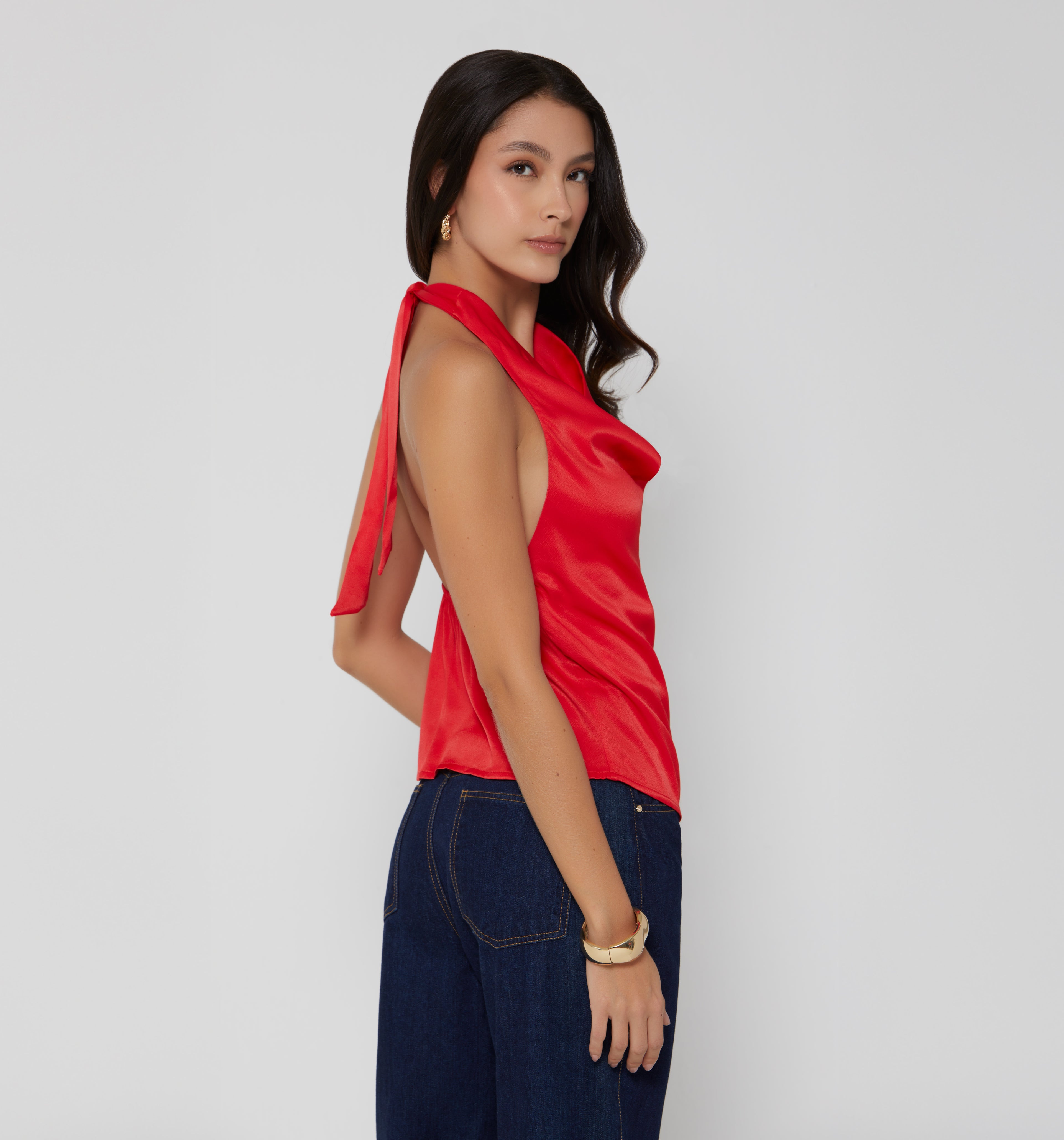 Blusa Blusa Halter De Amarre En Espalda