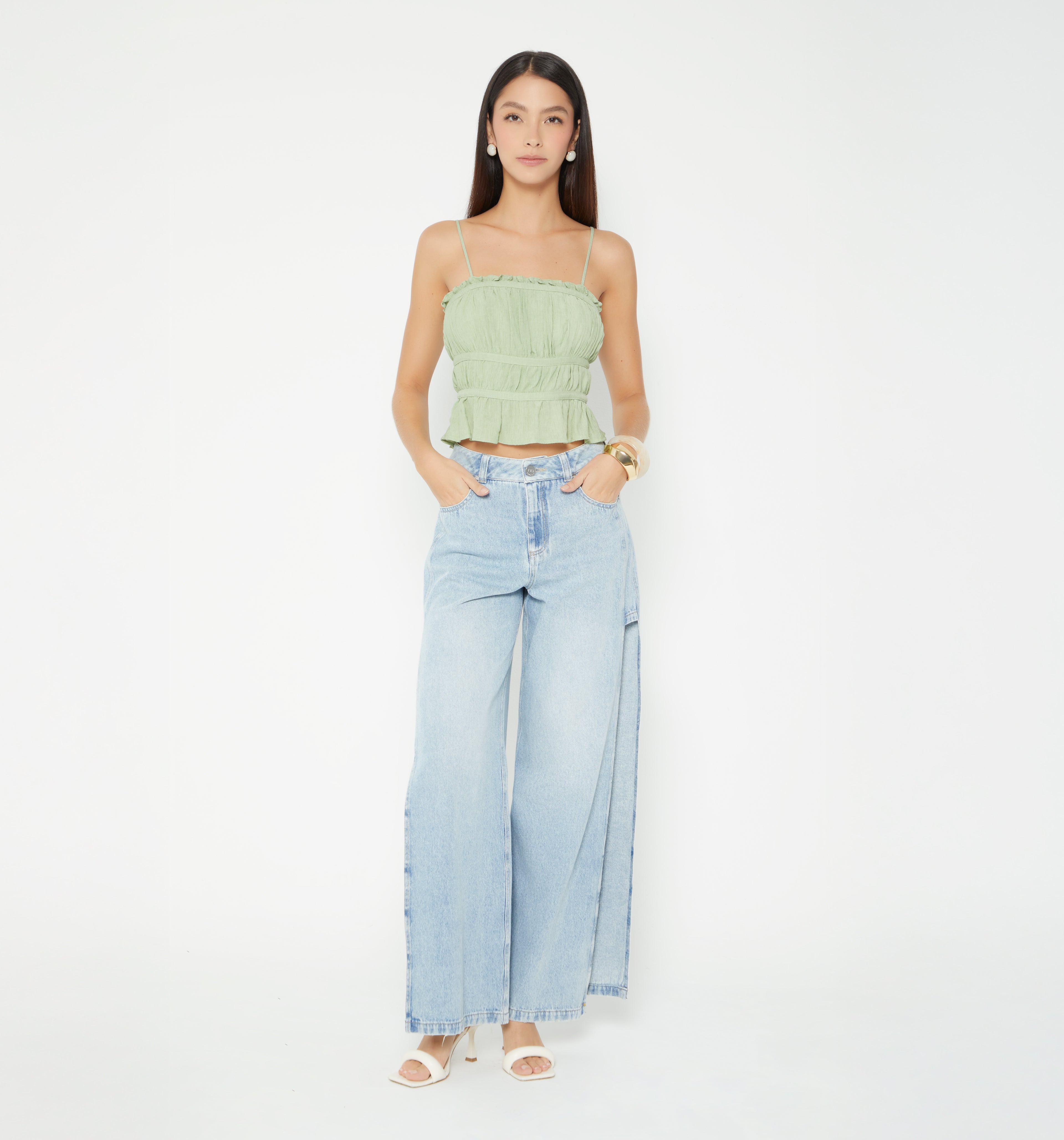 Blusa Tiras Fruncida