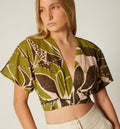 Blusa Manga Corta Con Amarre - Verde