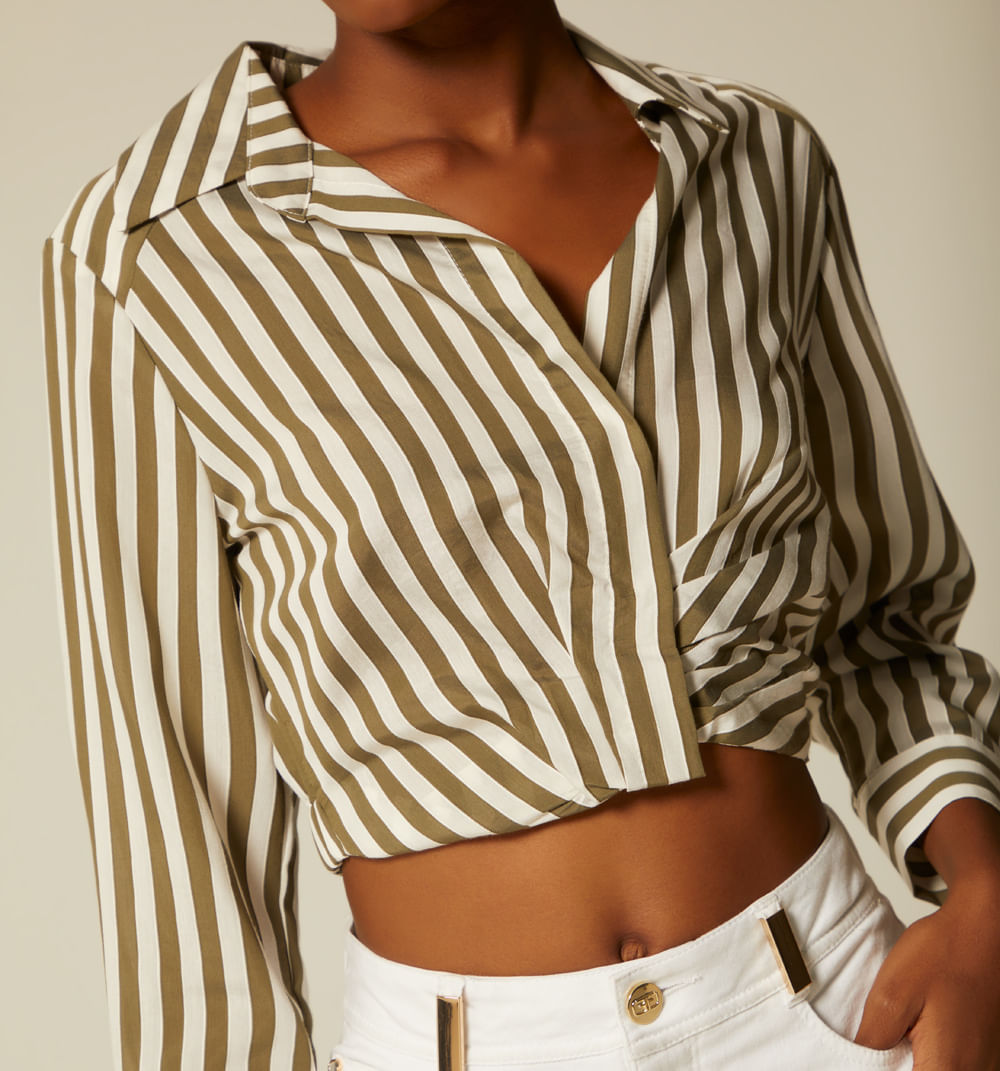 Blusa  Manga 3/4  Frente Entrelazado