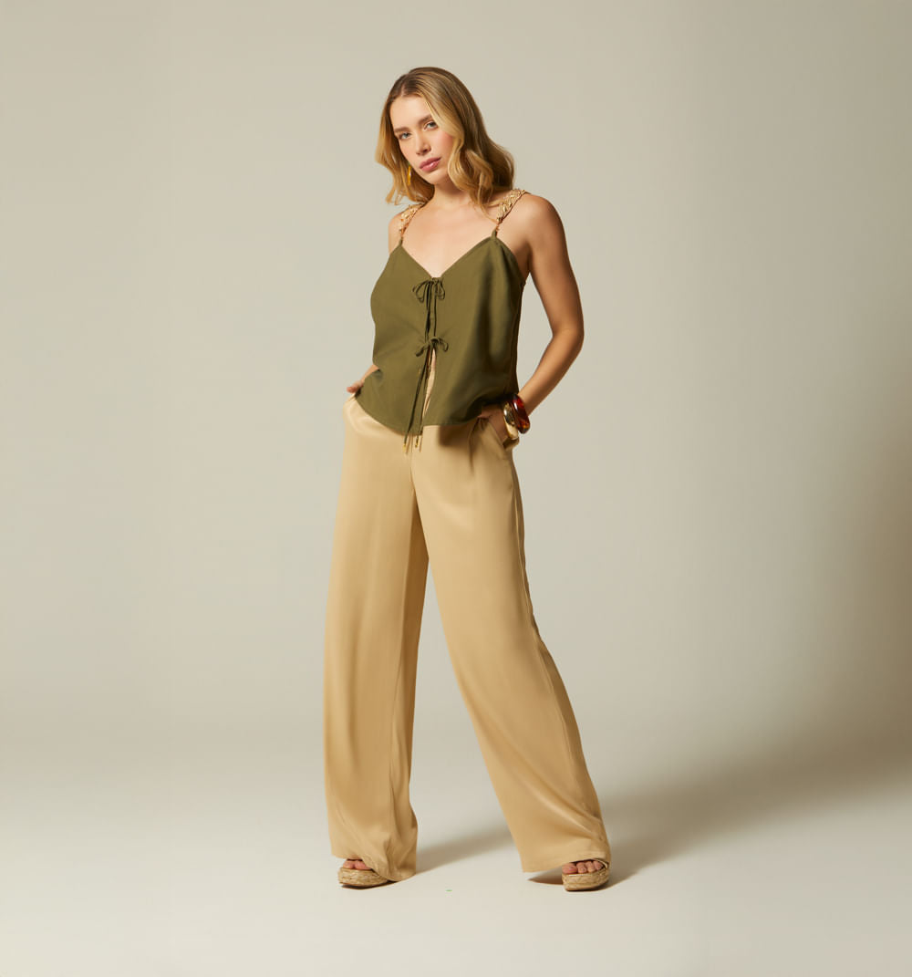 Blusa Tiras Embellecidas