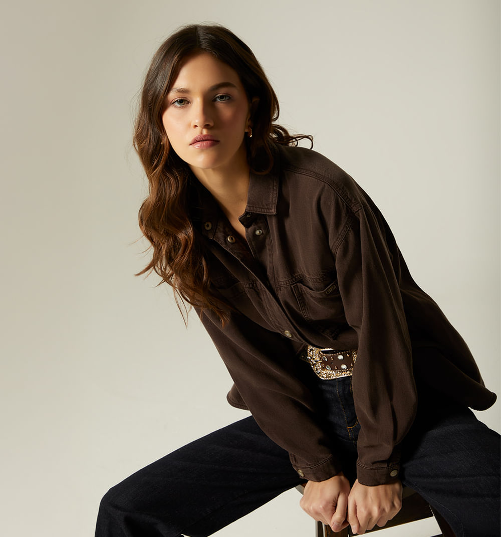 Bluson Camisero Bolsillos Parche Color