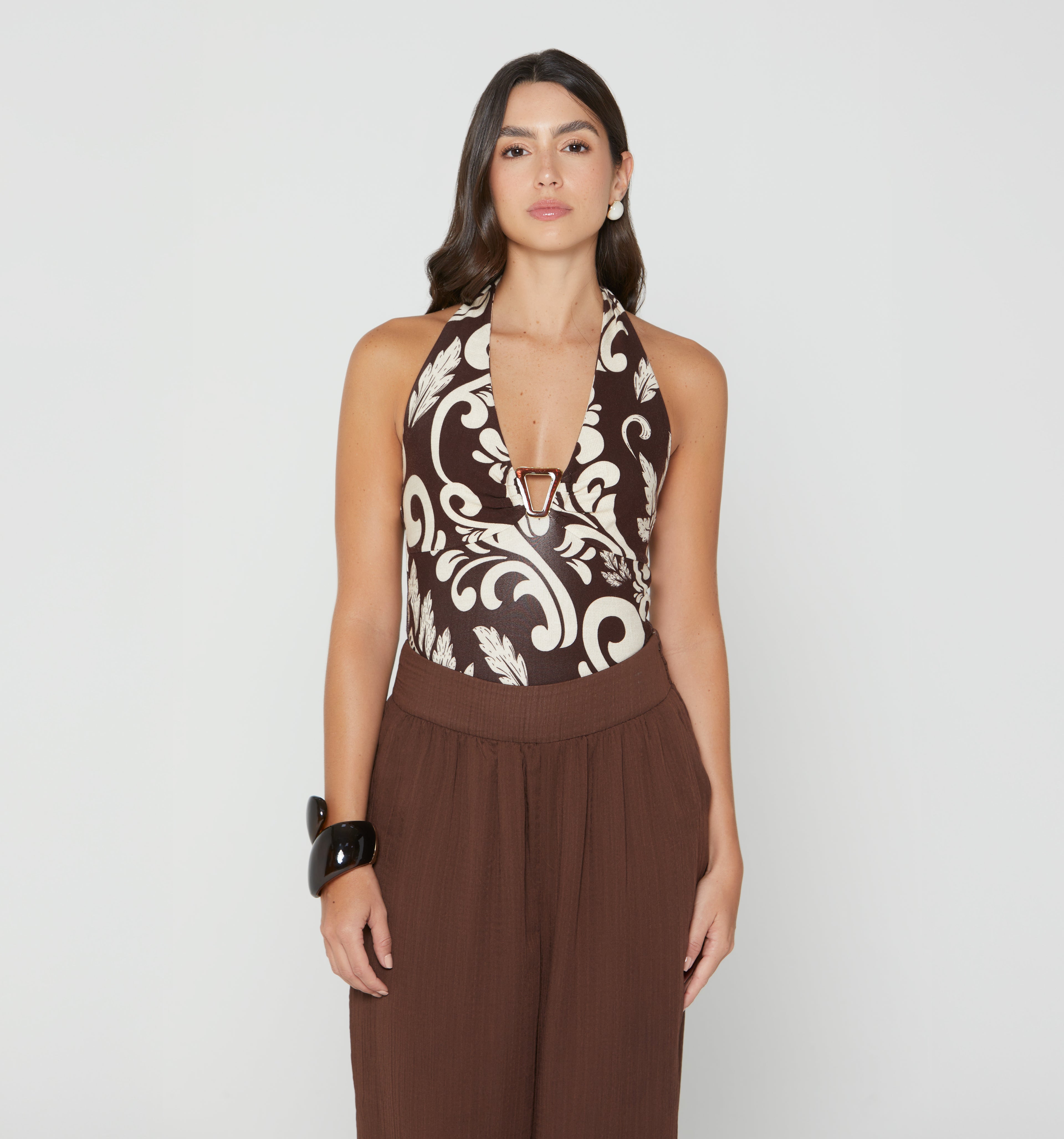 Body Halter Con Herraje - Cafe