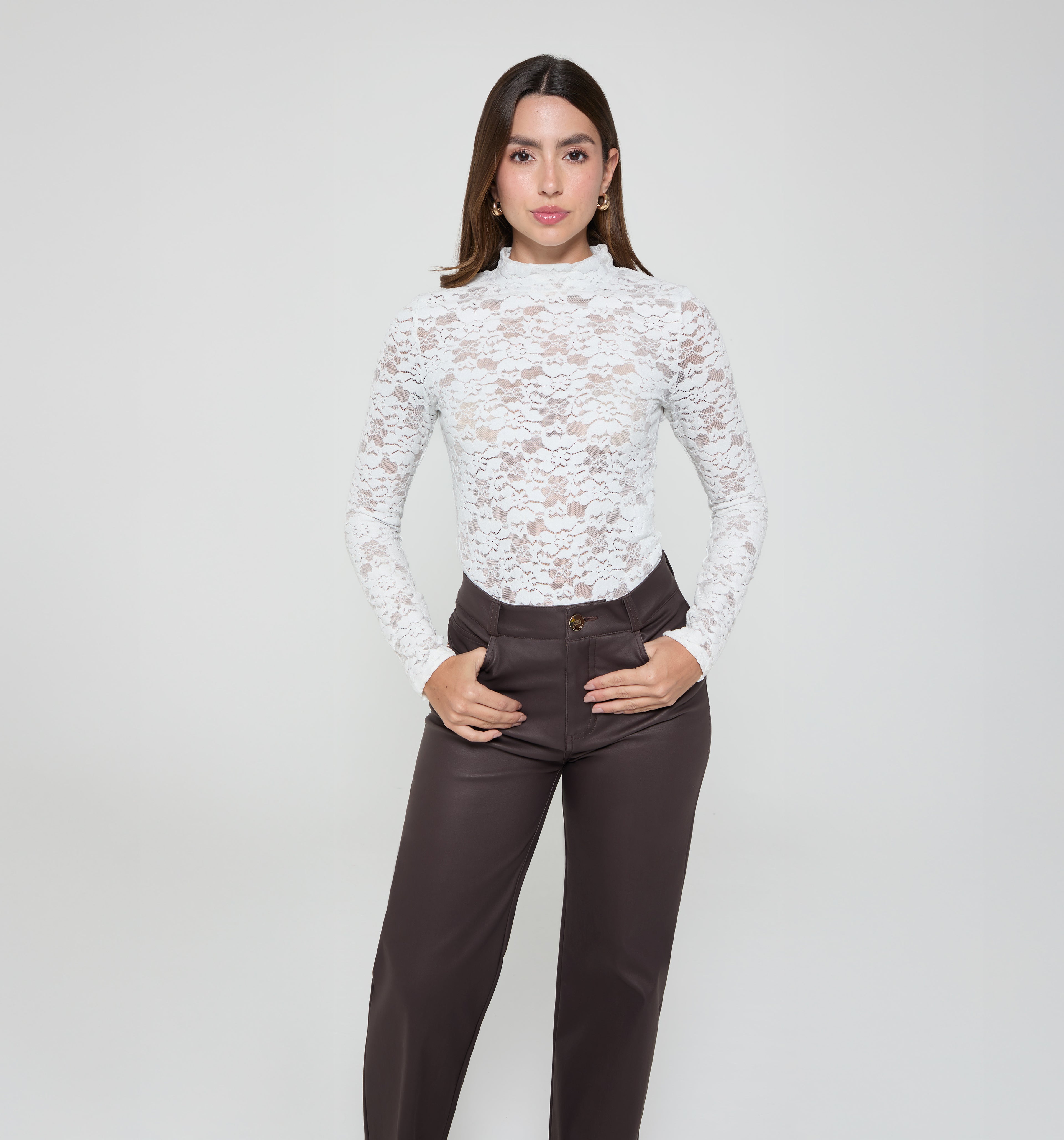 Body Manga Larga Con  Cuello Alto