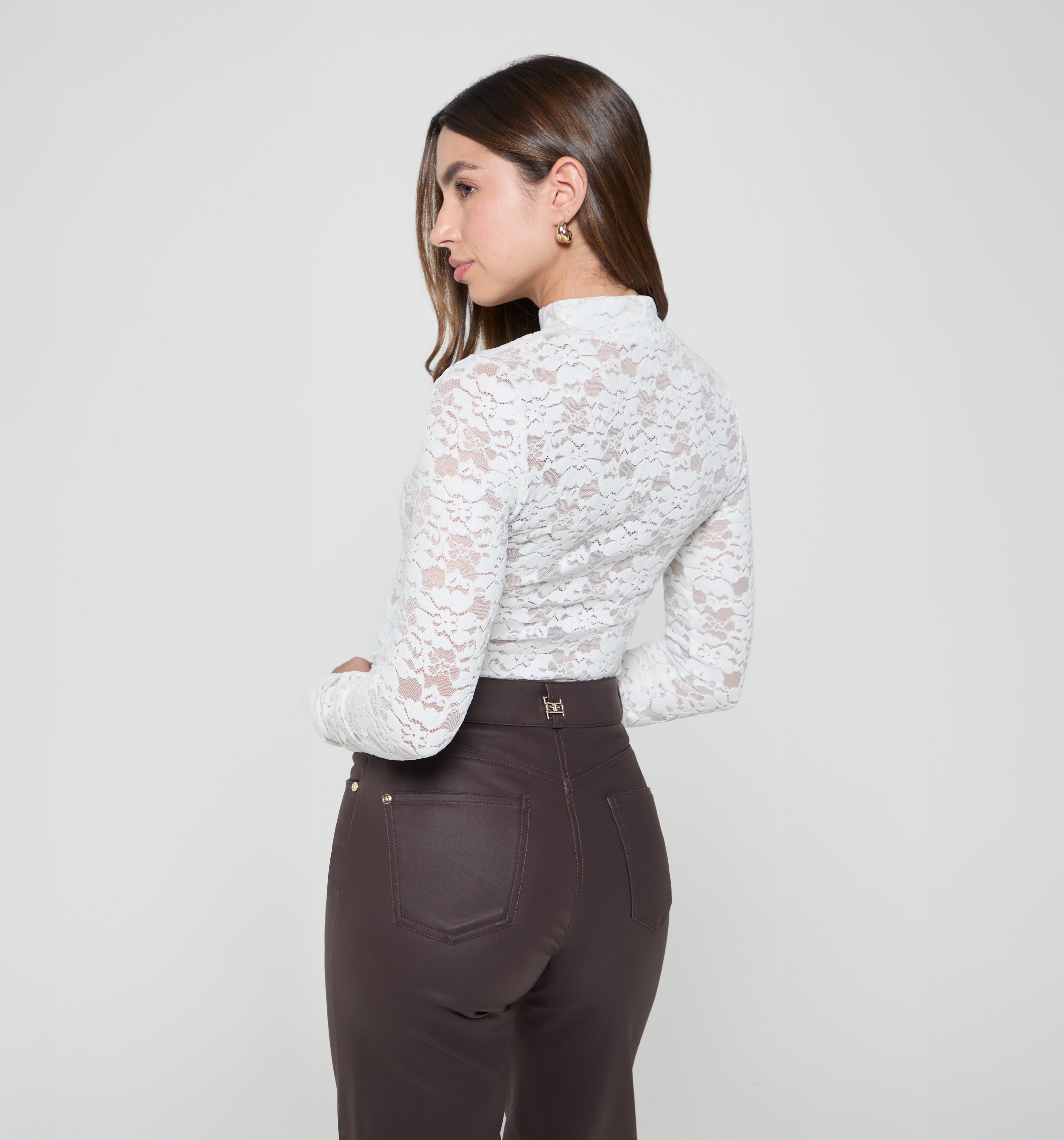 Body Manga Larga Con  Cuello Alto