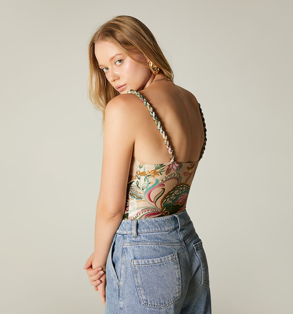 Body De Tiras Con Escote Cruzado