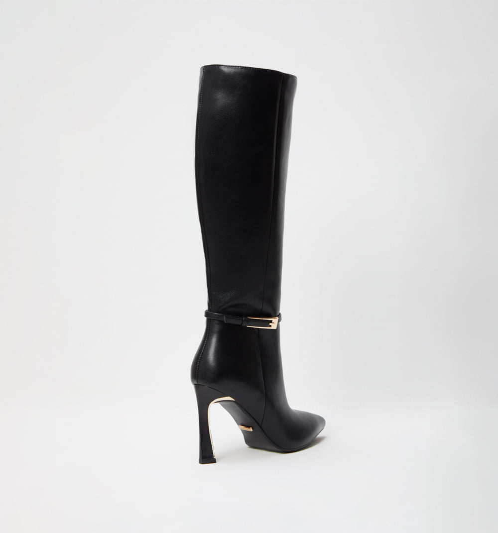 Bota Cana Alta Con Herraje Decorativo