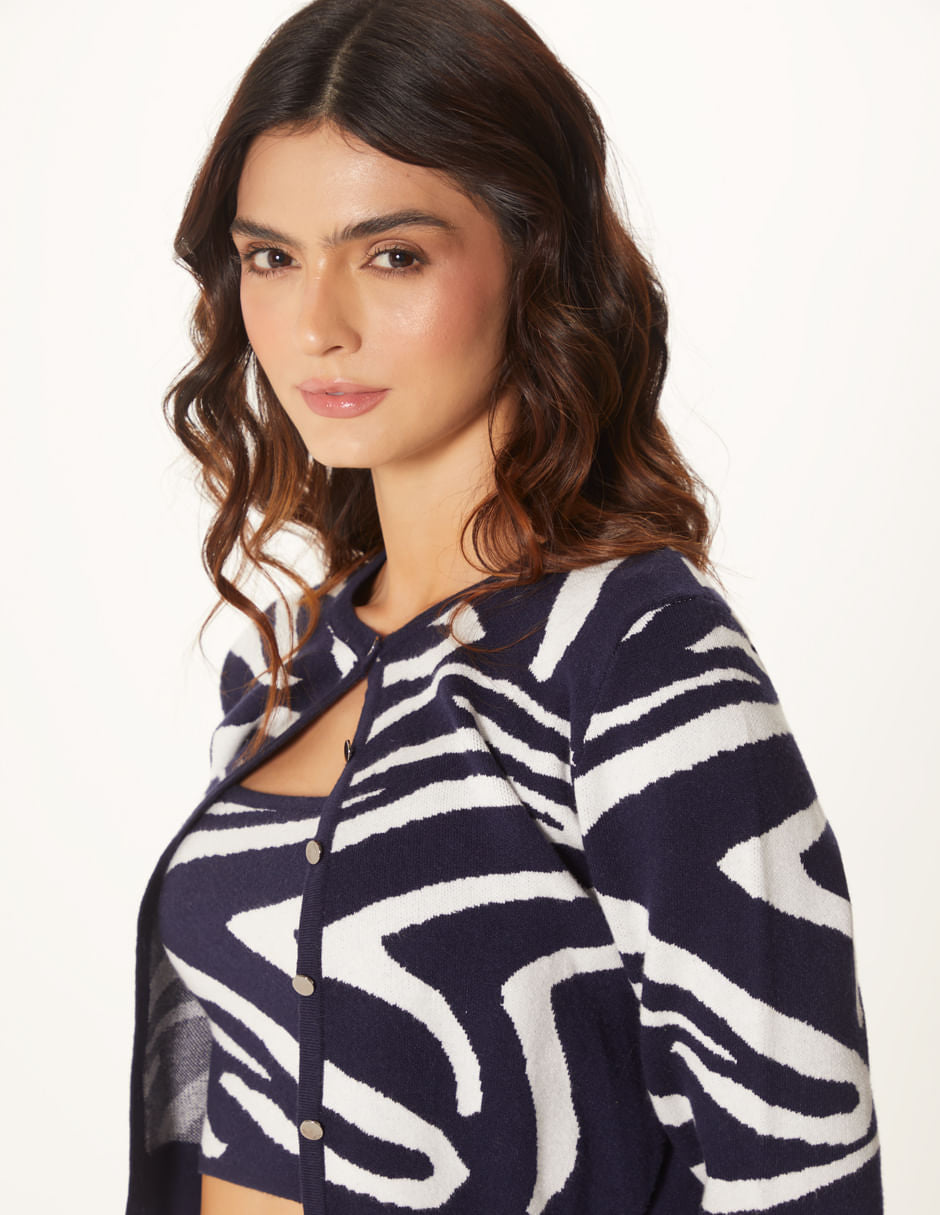 Set De Cardigan Y Top Diseño Cebra