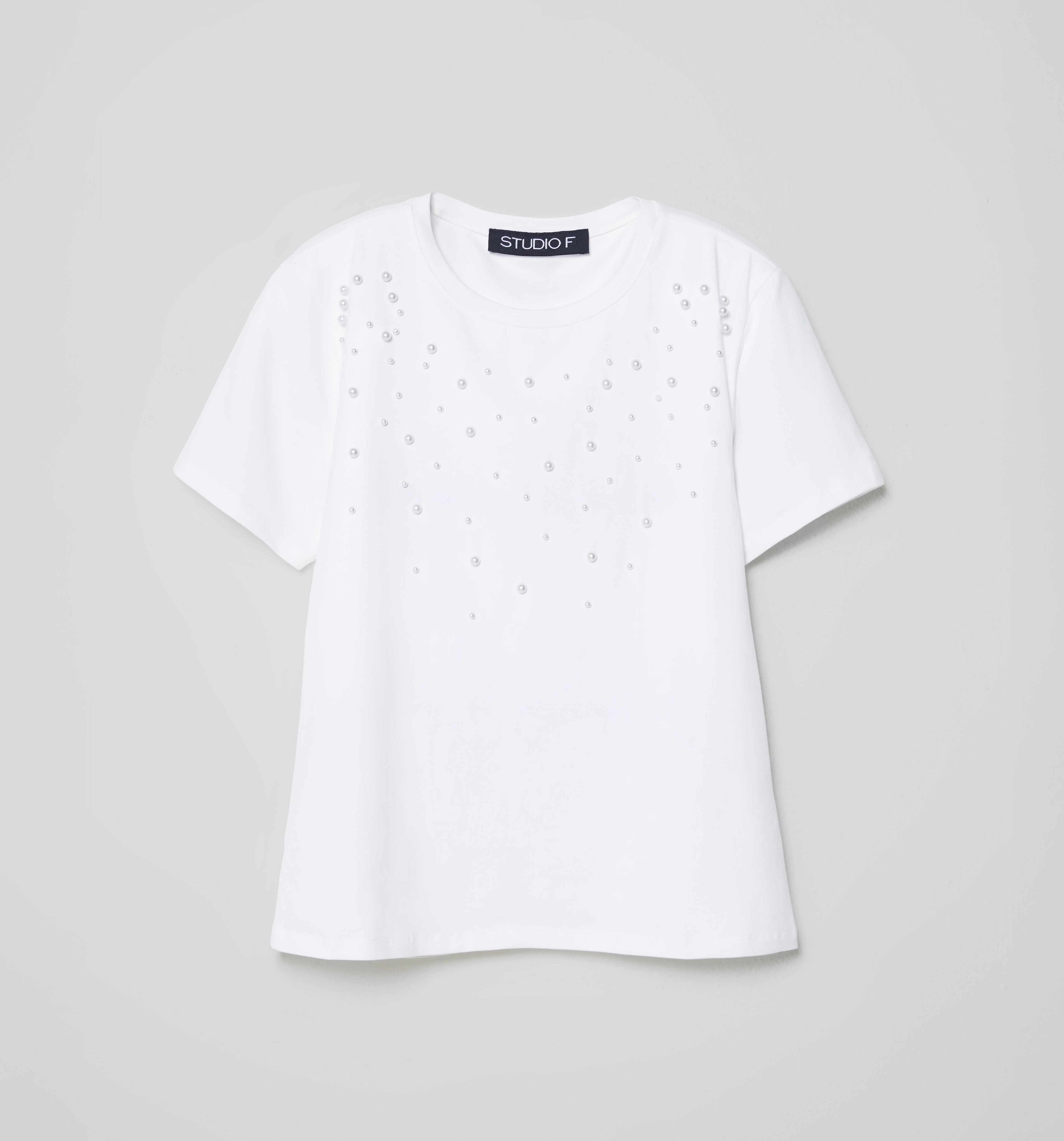 Camiseta Manga Corta Con Perlas