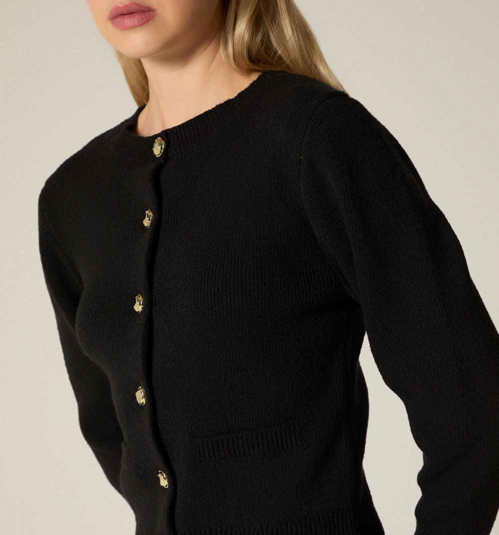 Cardigan M/L Rayas Con Botón Joya