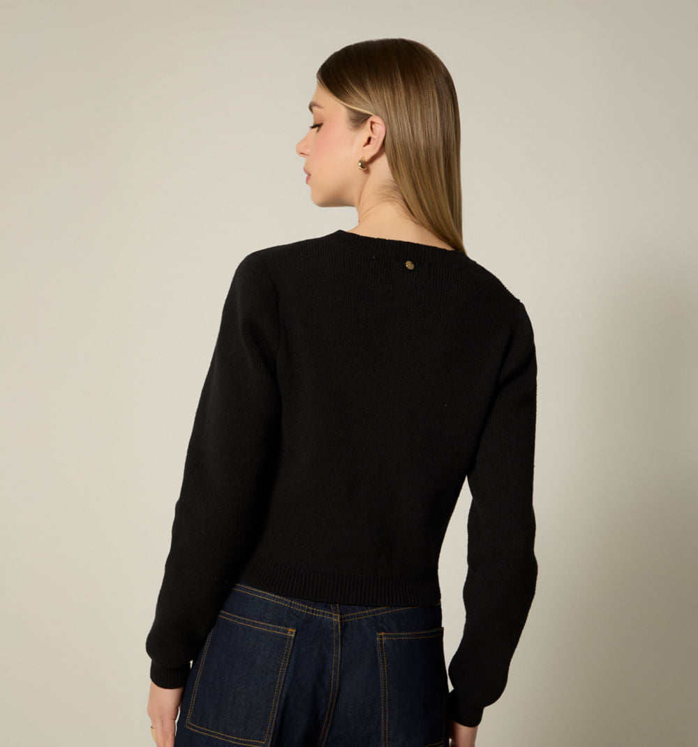 Cardigan M/L Rayas Con Botón Joya