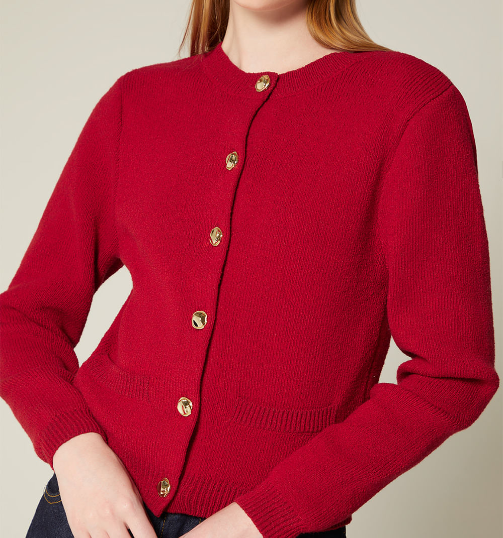 Cardigan M/L Rayas Con Botón Joya