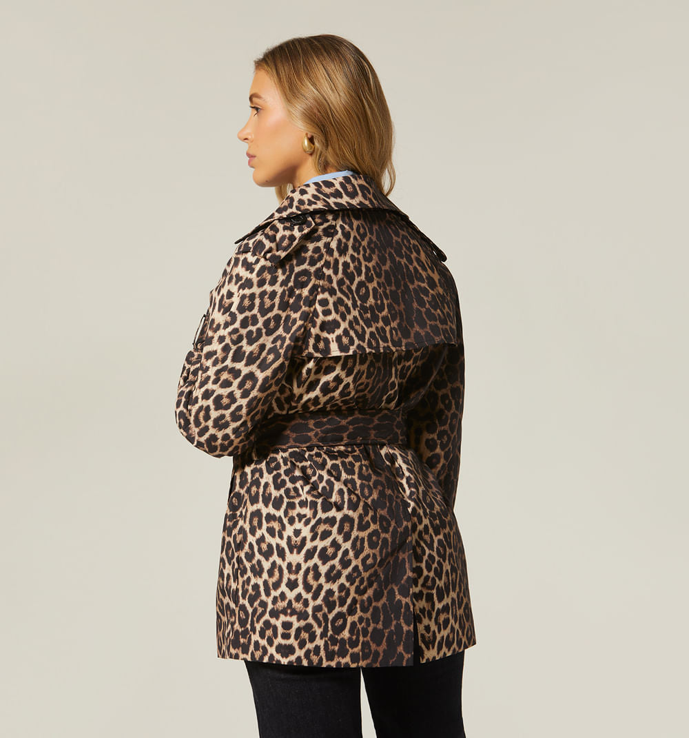 Trench Corto Impermeable Leopardo