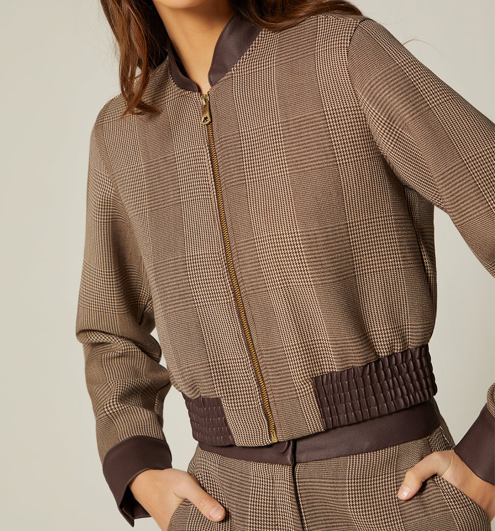 Chamarra Bomber Manga Larga - Beige