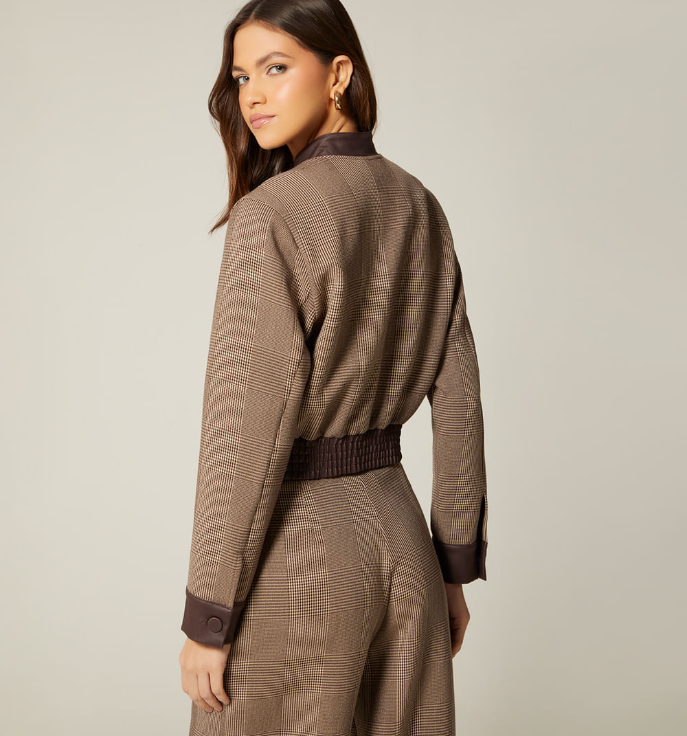 Chamarra Bomber Manga Larga - Beige