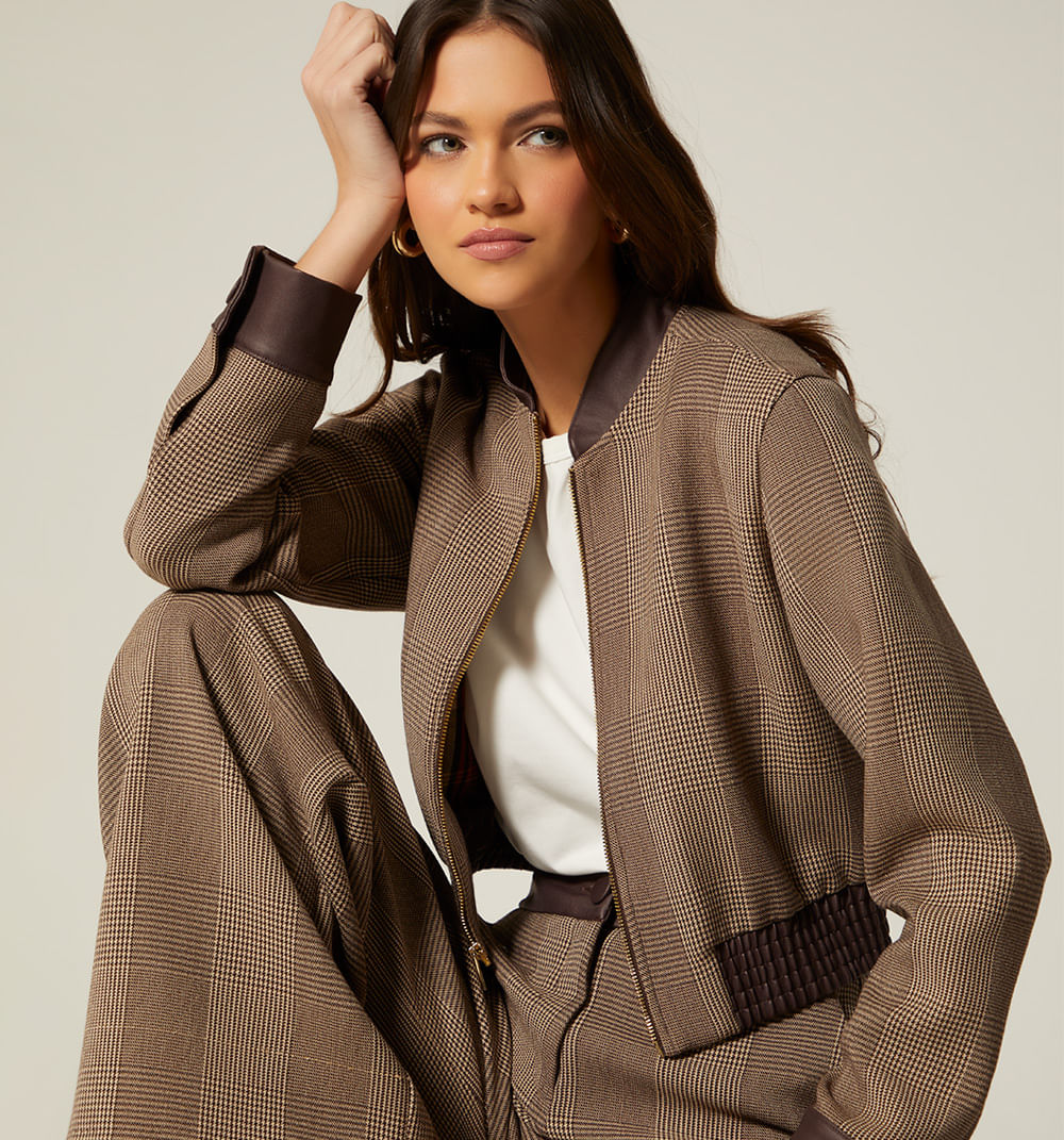 Chamarra Bomber Manga Larga - Beige