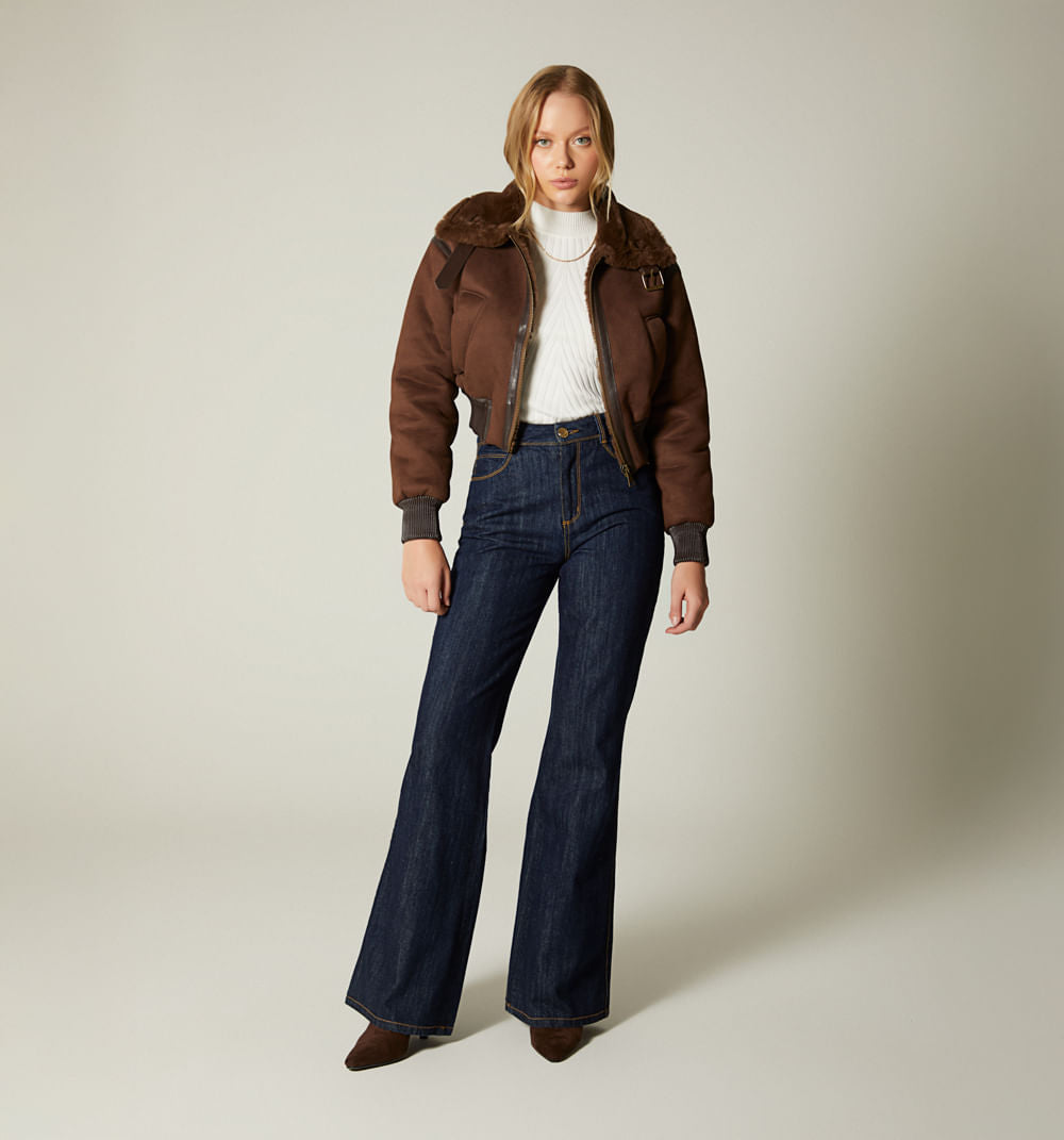 Chamarra Bomber Con Pelo Interno