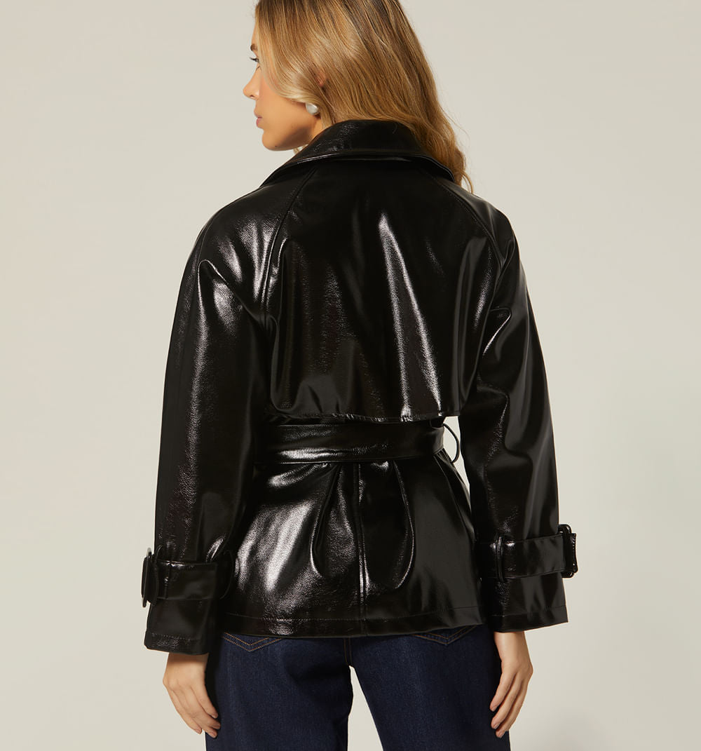 Trench Corto Clasico Con Solapa