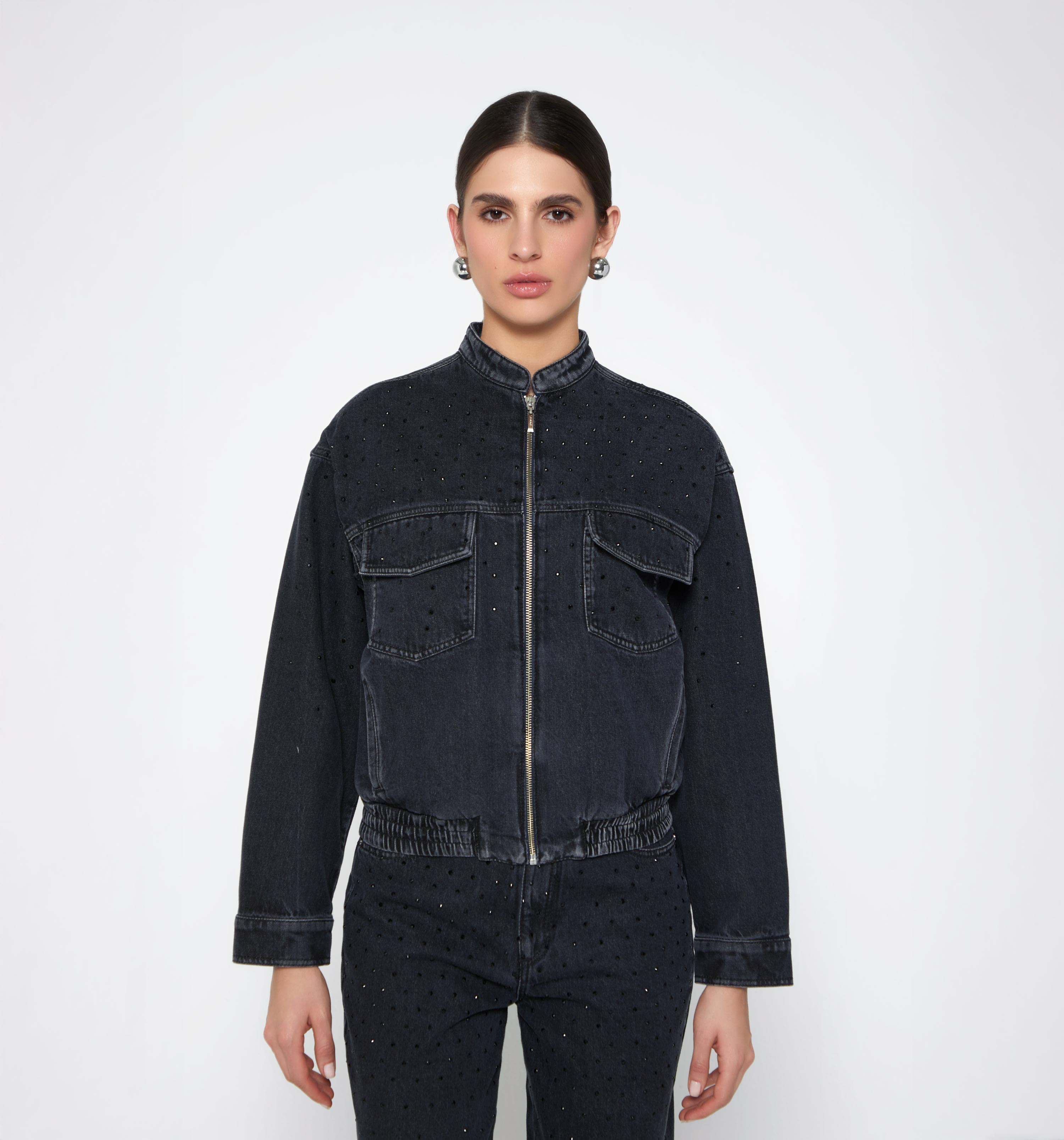 Chamarra Denim Con Cristales