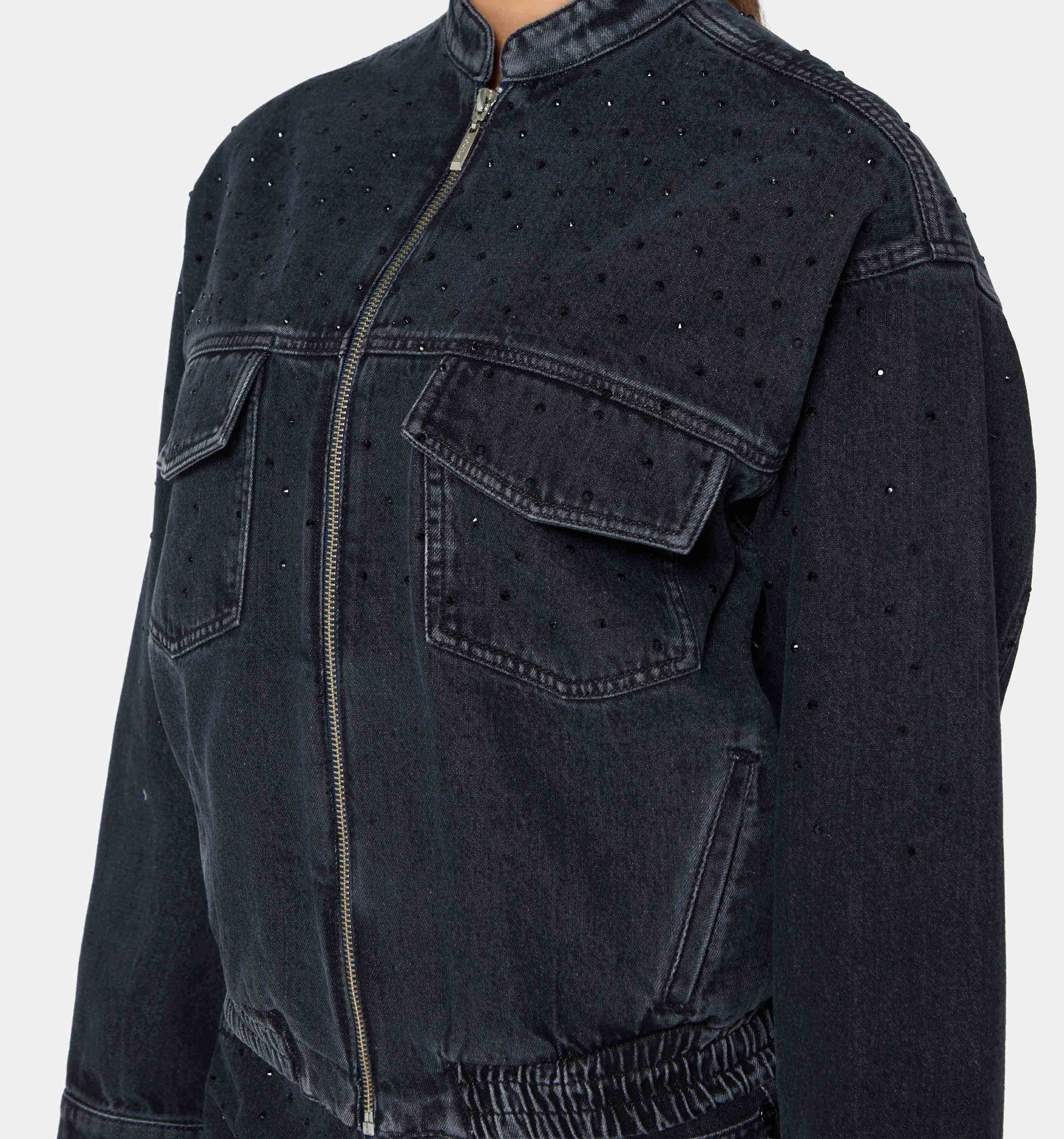 Chamarra Denim Con Cristales
