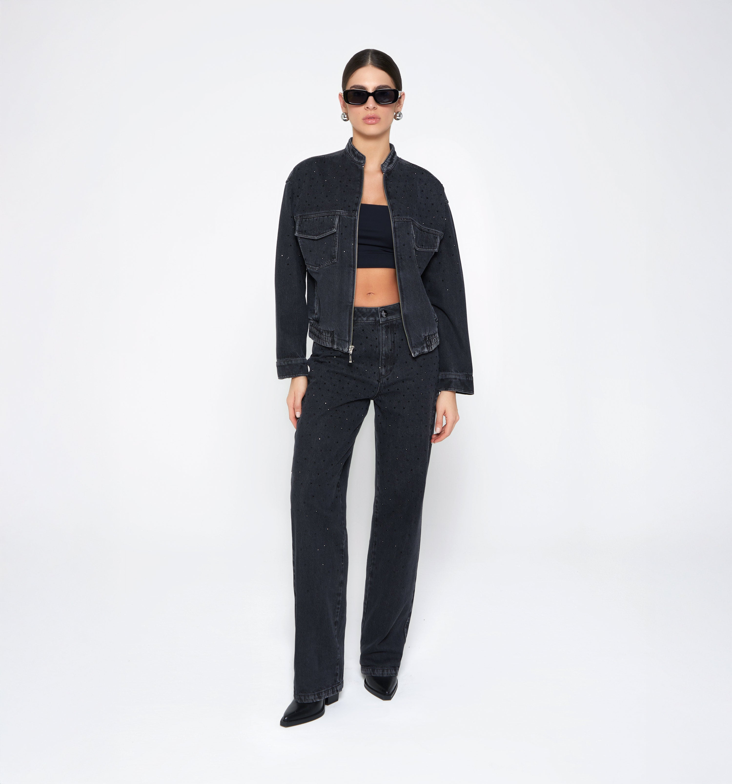 Chamarra Denim Con Cristales