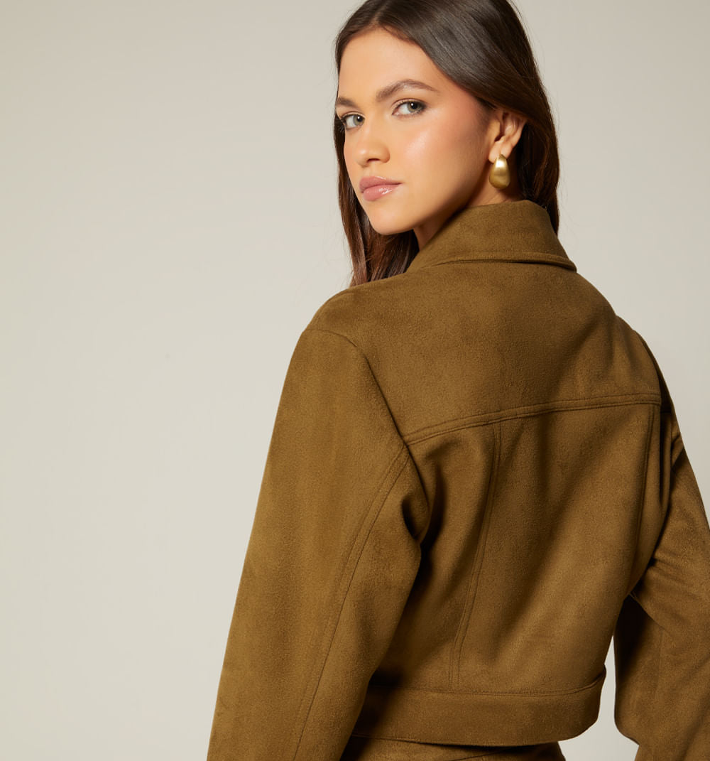 Chamarra Manga Larga Suede