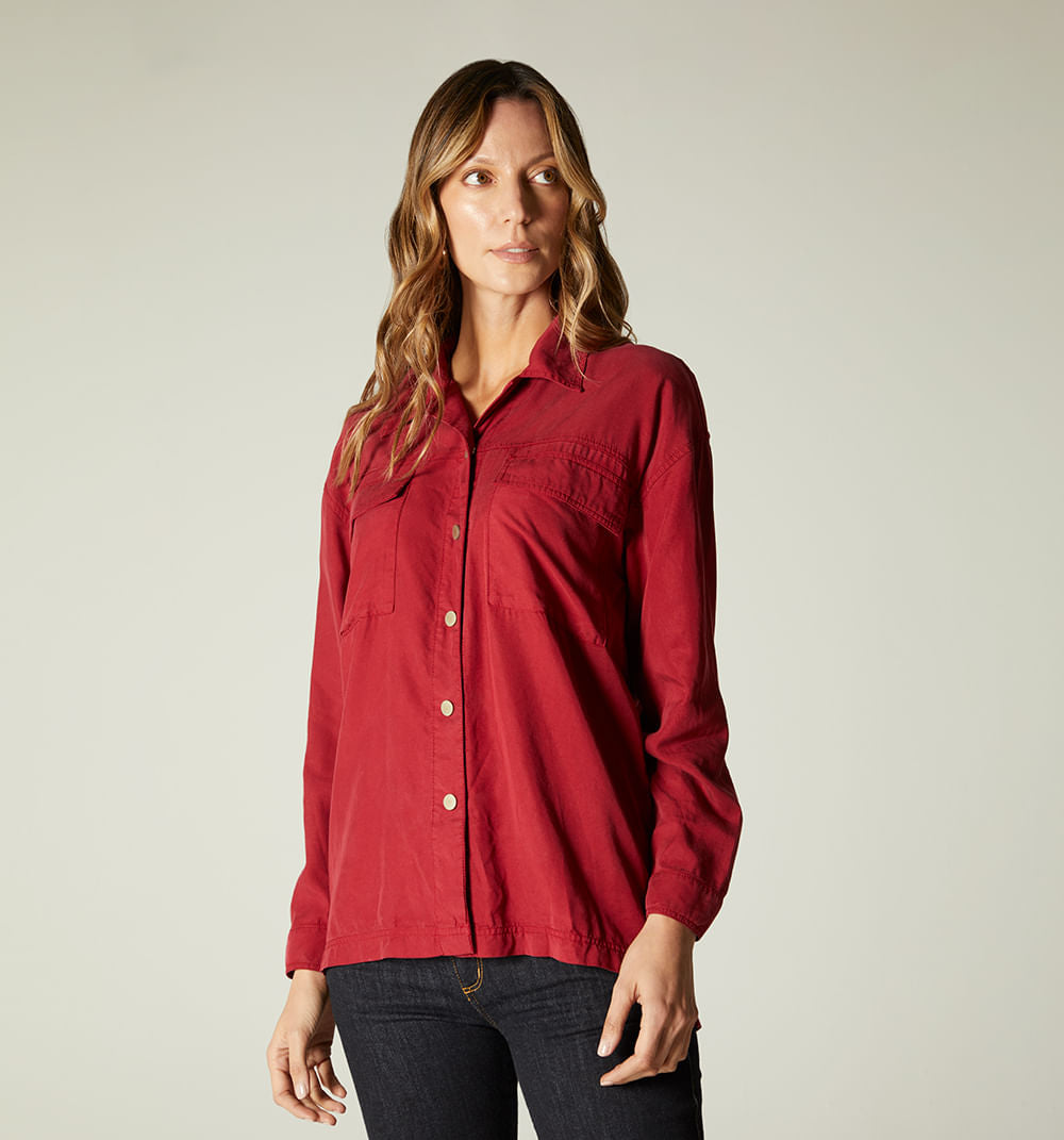 Bluson Camisero, Bolsillos Utilutarios, - Fucsia