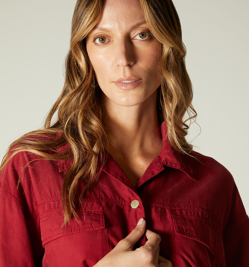 Bluson Camisero, Bolsillos Utilutarios, - Fucsia