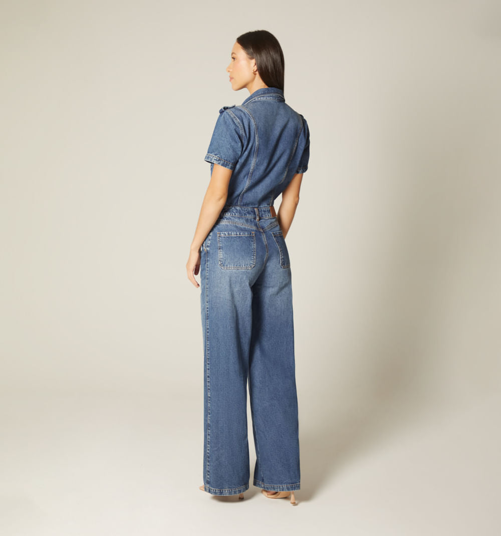Enterizo Palazzo Manga Corta Para Mujer