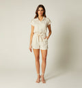 Enterizo Short Manga Corta - Beige