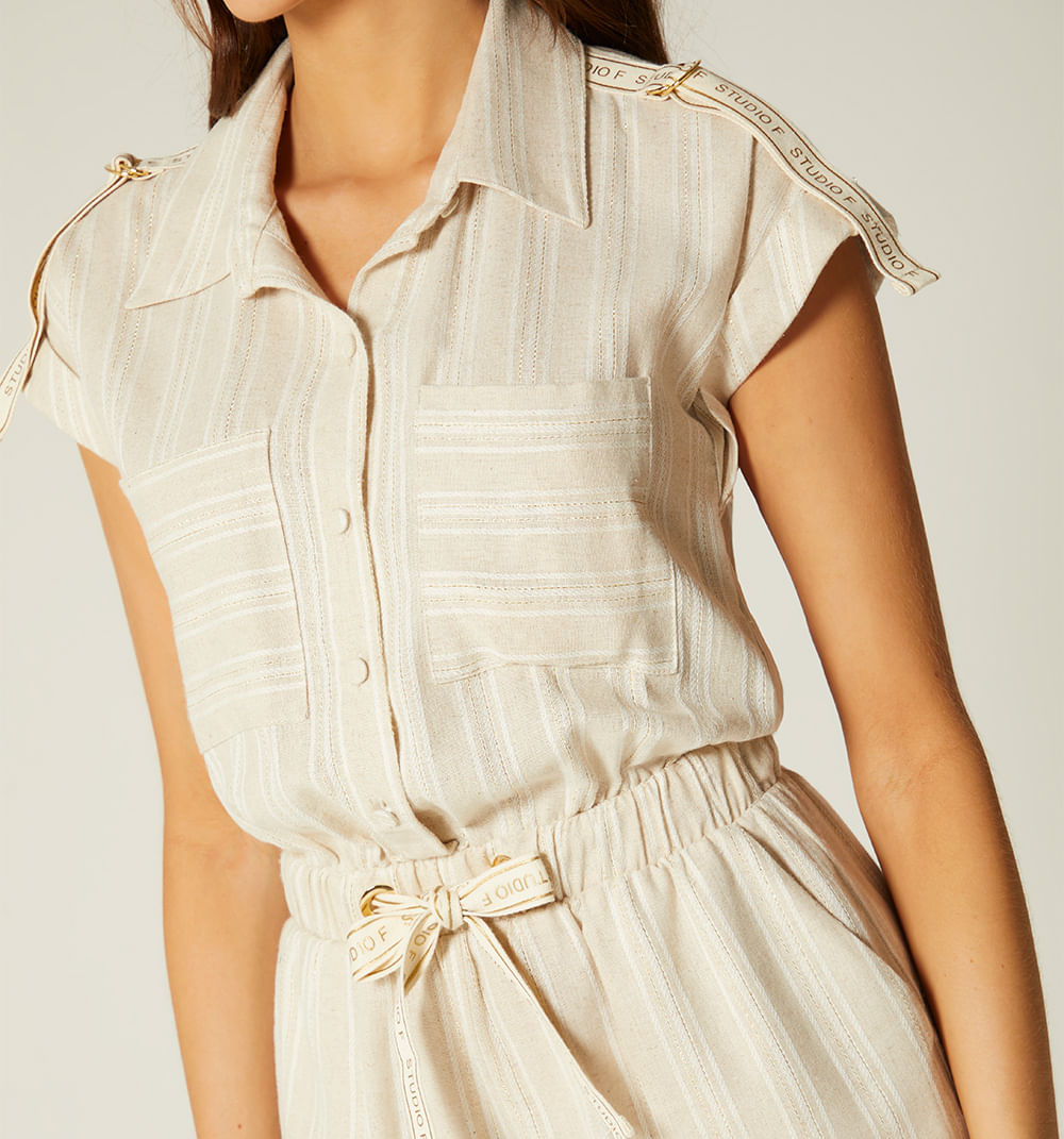 Enterizo Short Manga Corta - Beige