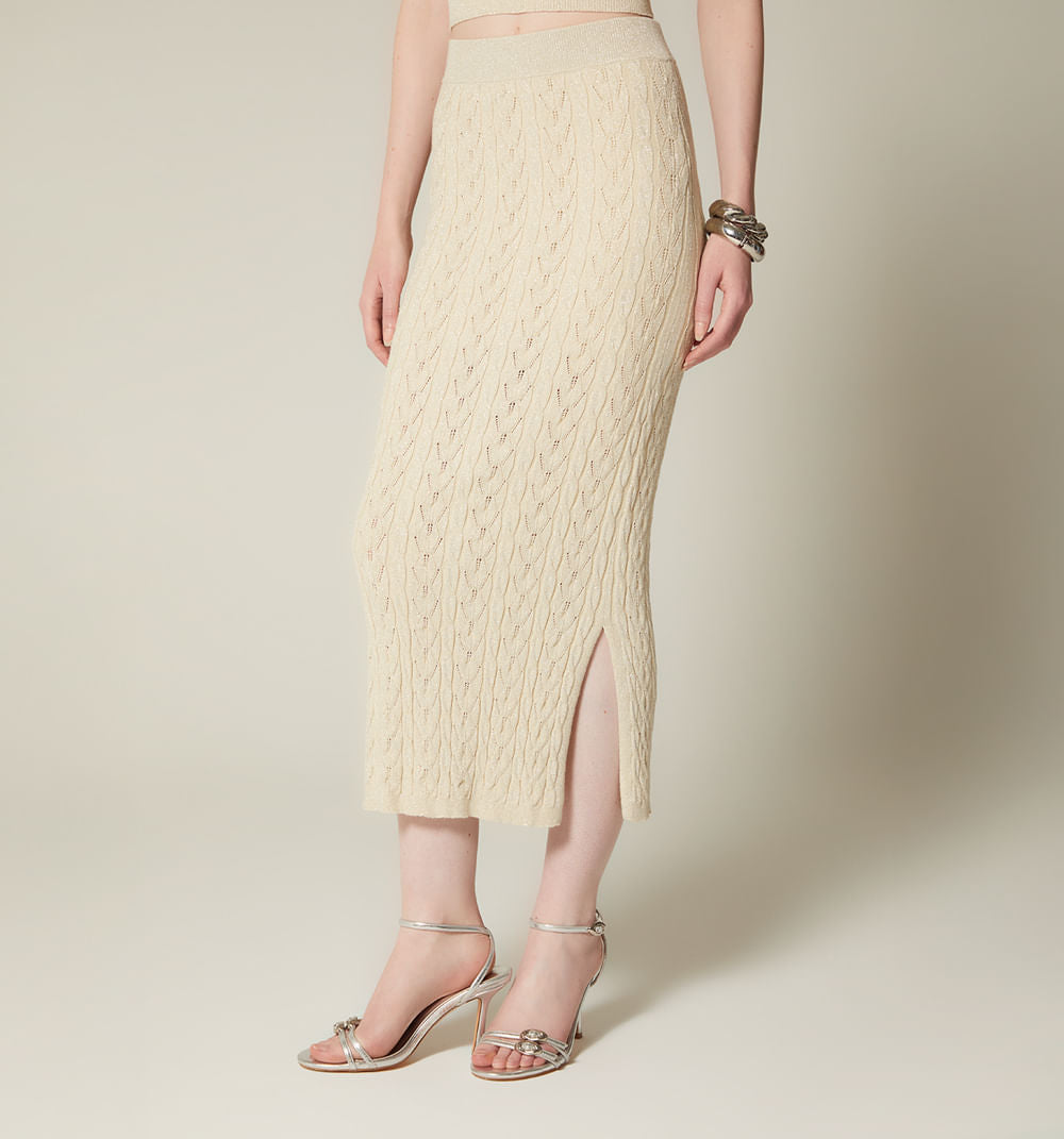 Falda Larga Tejida Con Lurex