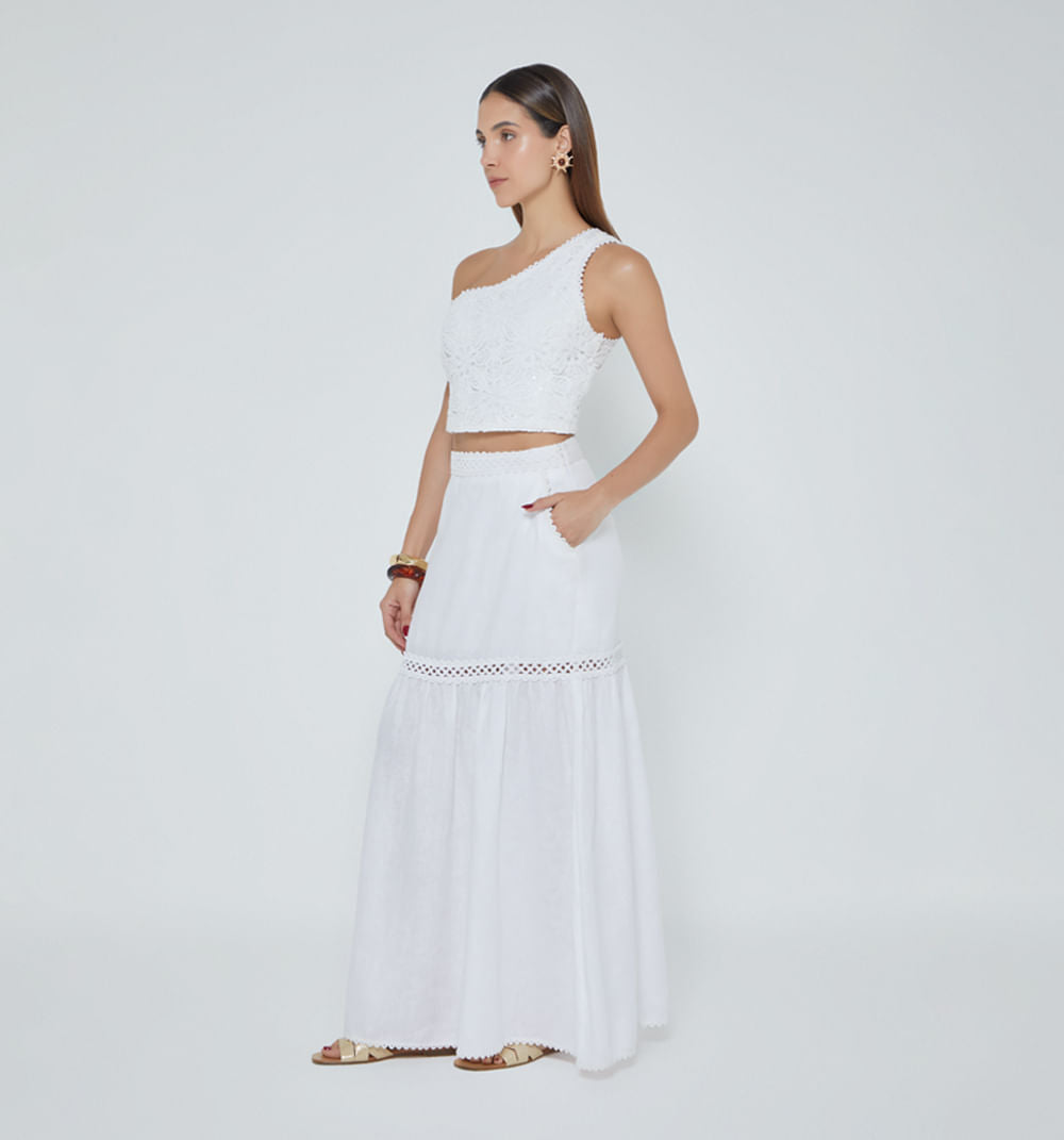 Falda Larga Con Insumo - Blanco