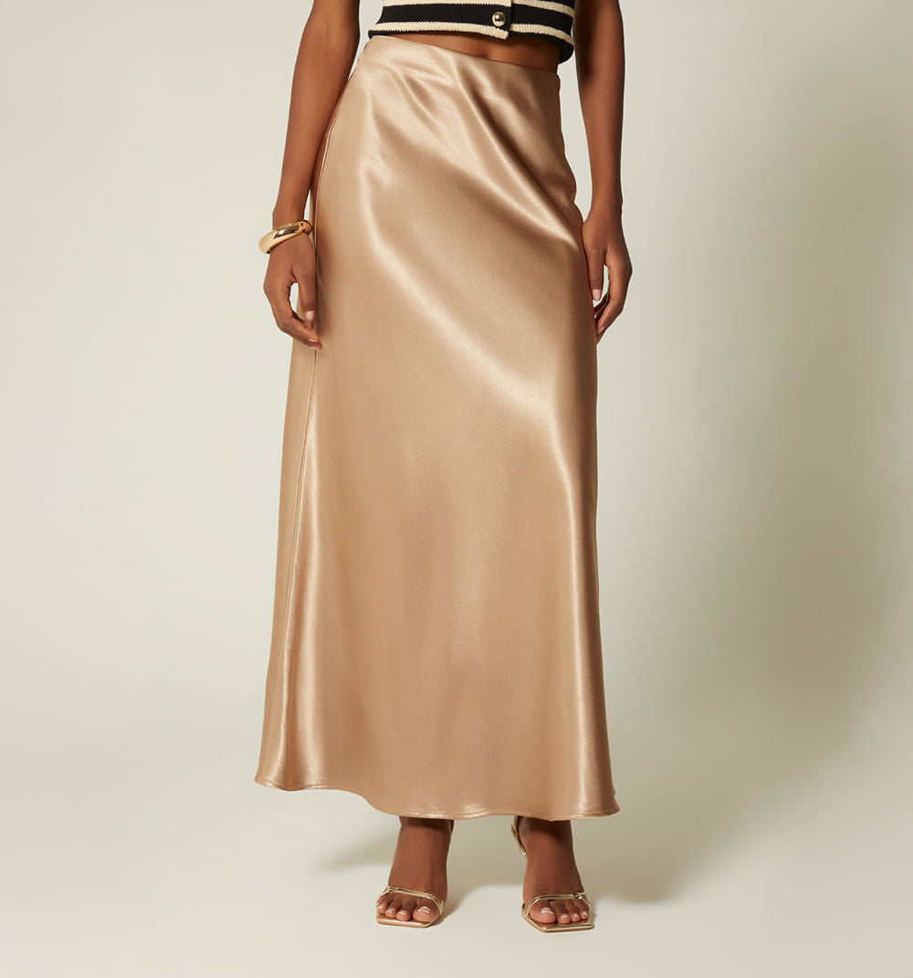 Falda Midi En Sateen