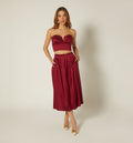 Falda Midi Con Prenses Y Bolsillos