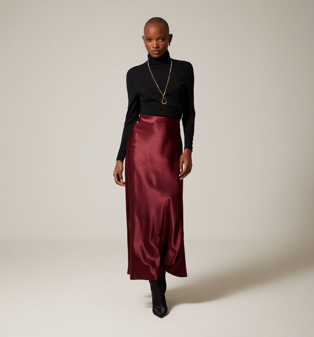 Falda Midi En Sateen