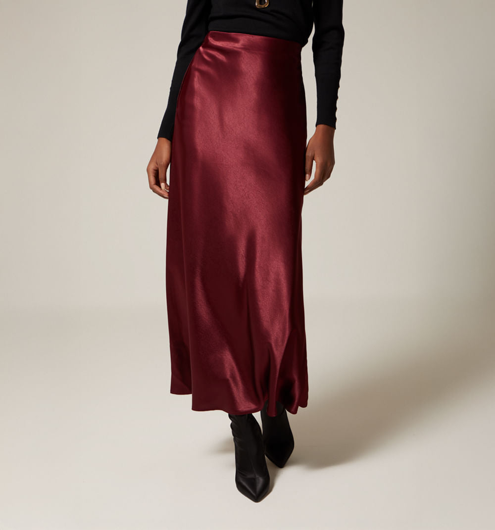 Falda Midi En Sateen