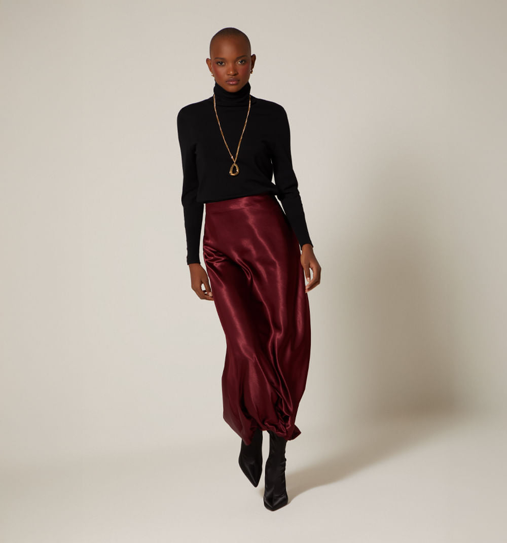 Falda Midi En Sateen