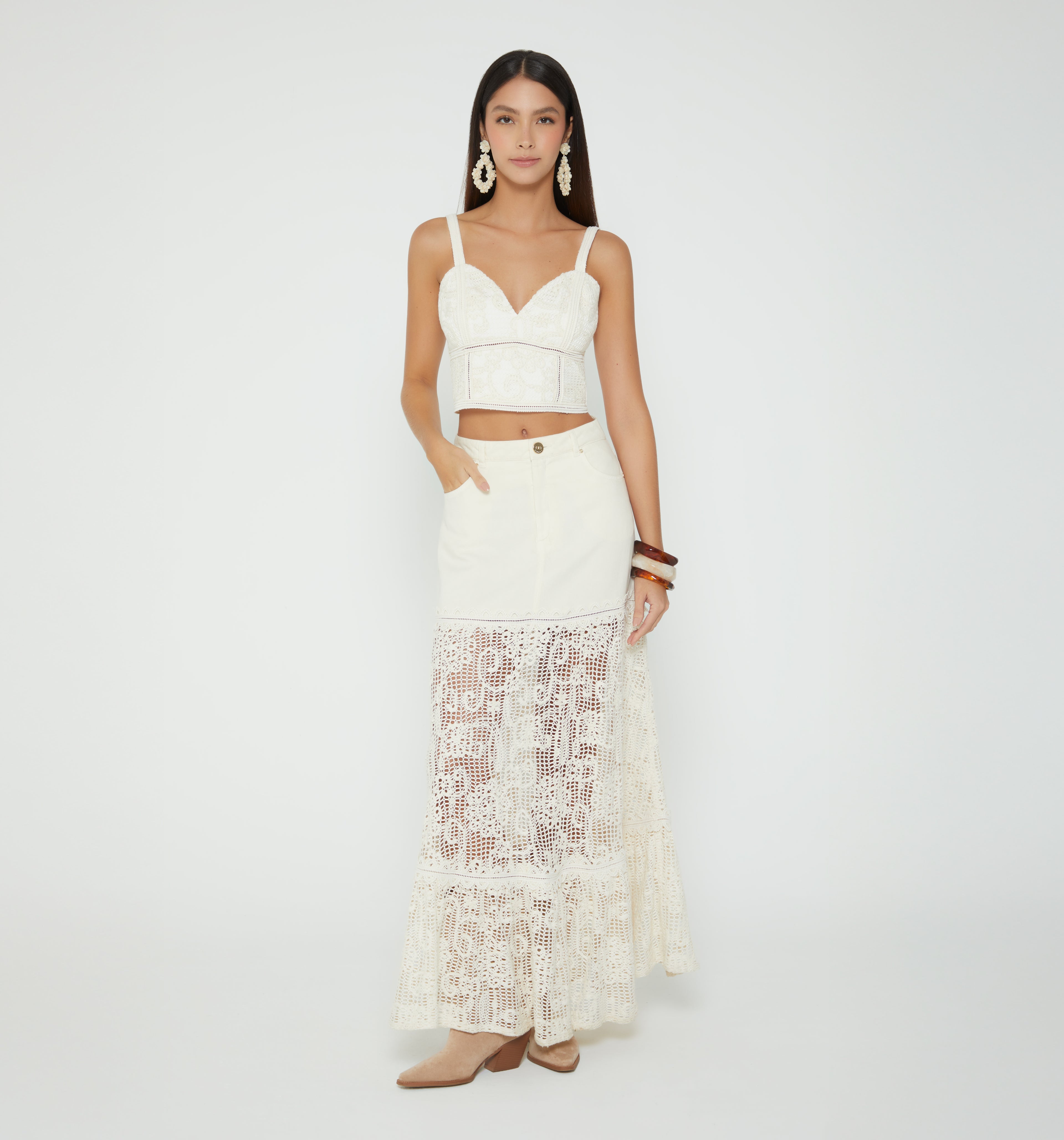 Falda Larga Combinacion Crochet