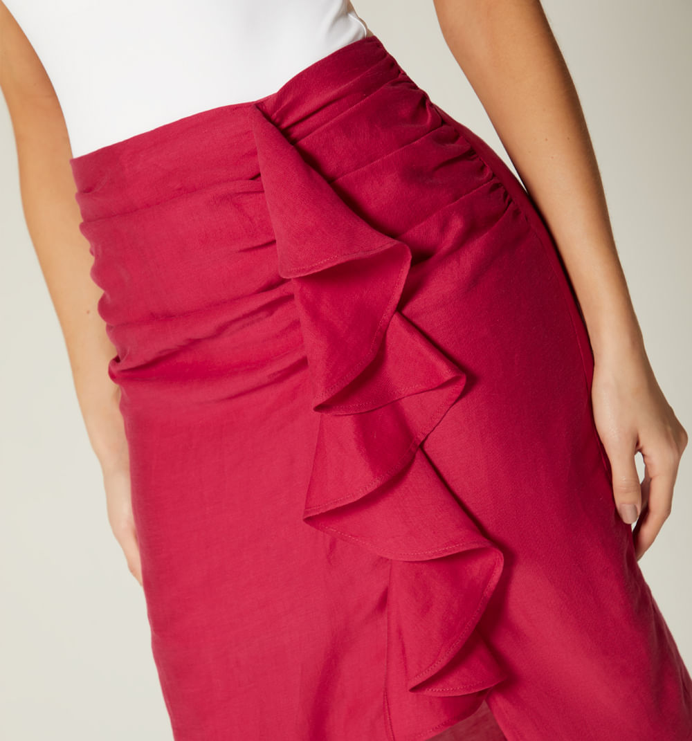 Falda Midi Con Surcido