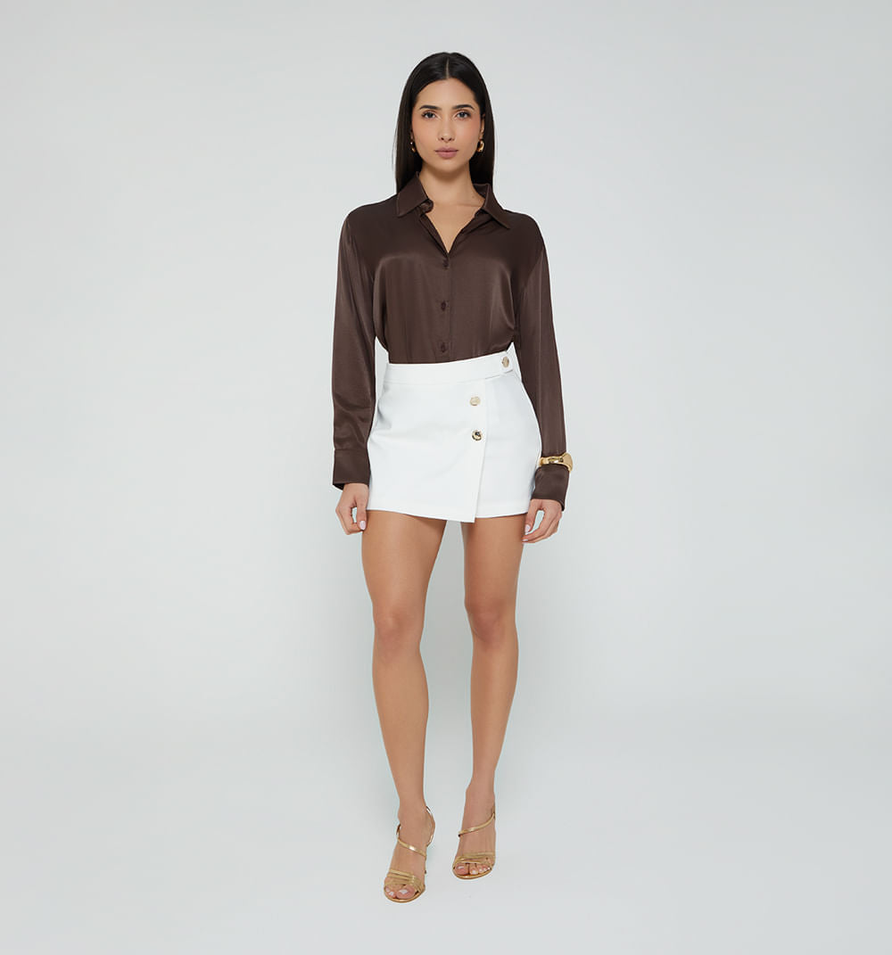 Falda Short Corta Con Botones