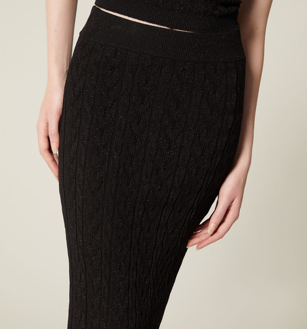 Falda Larga Tejida Con Lurex