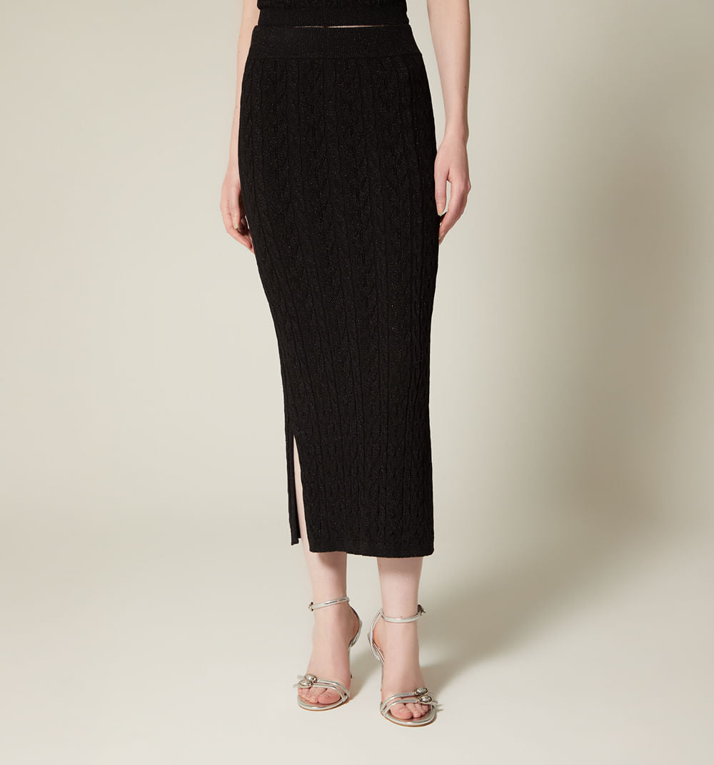 Falda Larga Tejida Con Lurex