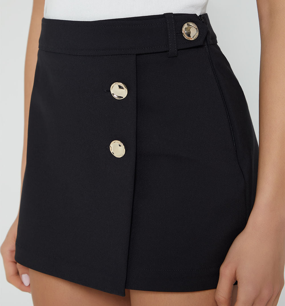 Falda Short Corta Con Botones